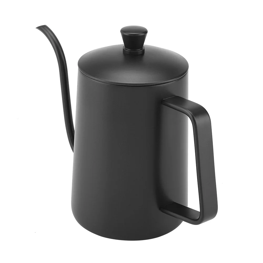 Coffee Kettle 600ml Stainless Steel Coffee Kettle Gooseneck Spout Teapot with Thermometer(Black)
