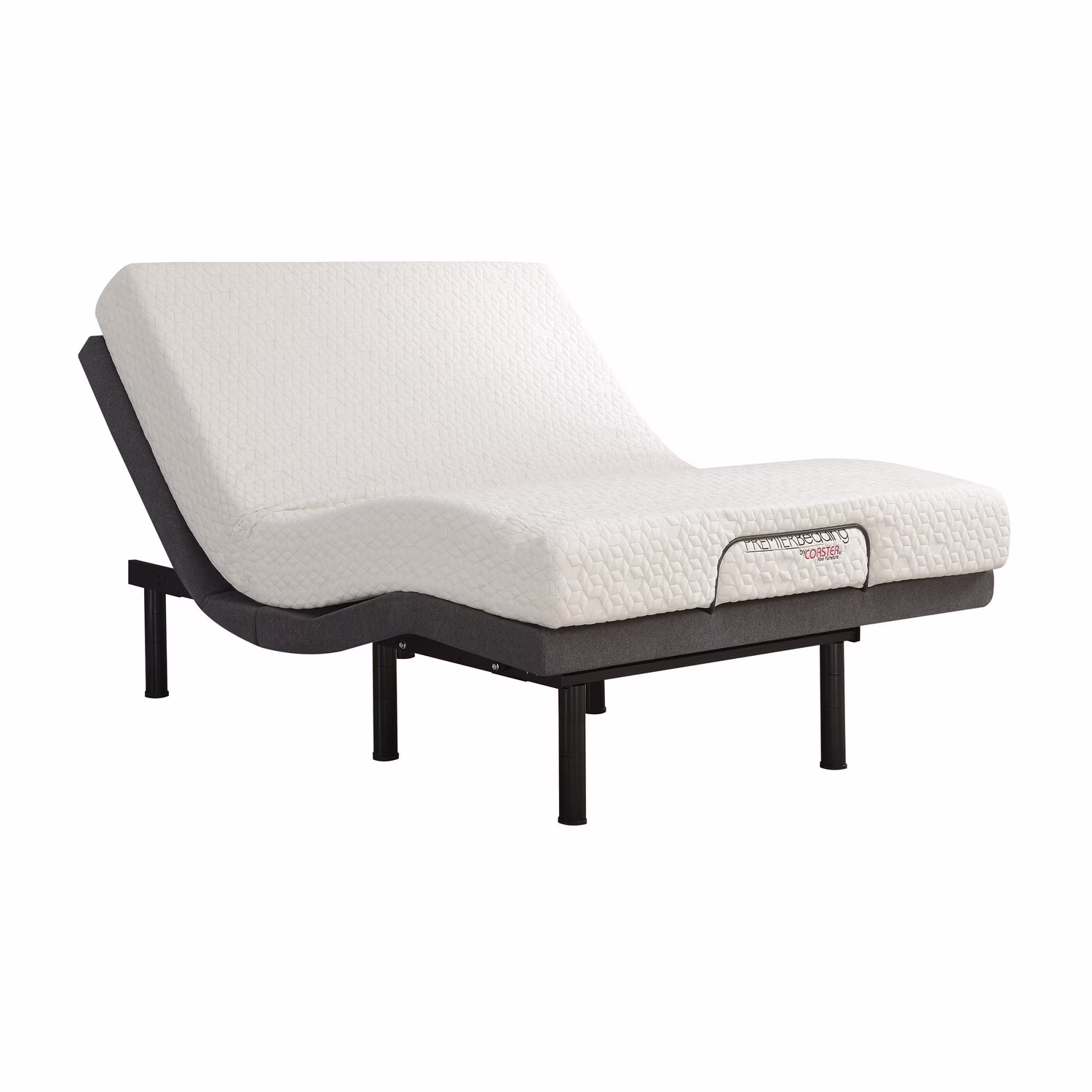 Benjara BM283028 Tao Adjustable Bed Base - Ergonomic Dual Incline & Massager, Bluetooth, Off White & Black - Queen Size