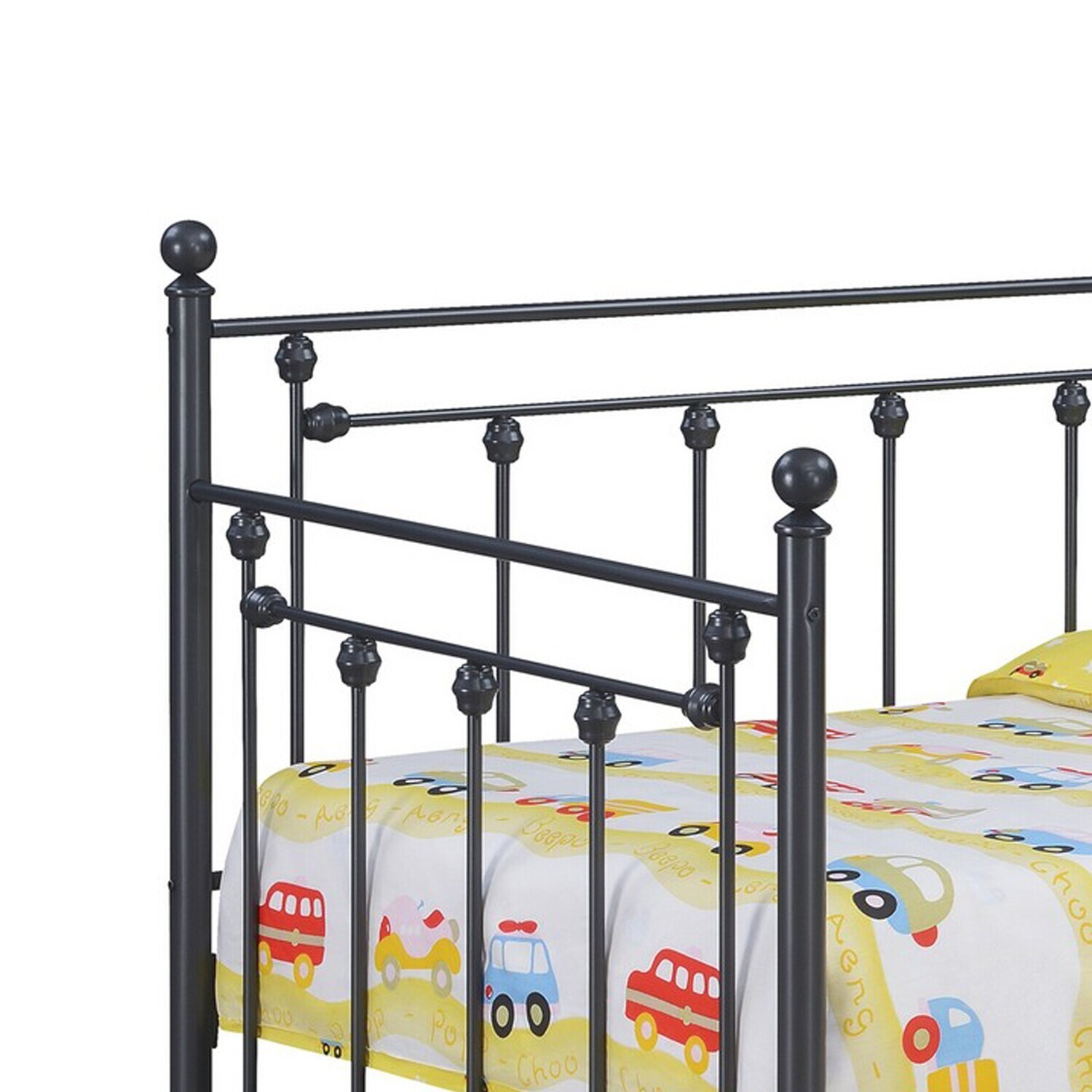 Maykoosh Art Deco Dreams 83 Inch Olly Modern Daybed, Pull Out Trundle, Heavy Black Steel Metal Frame