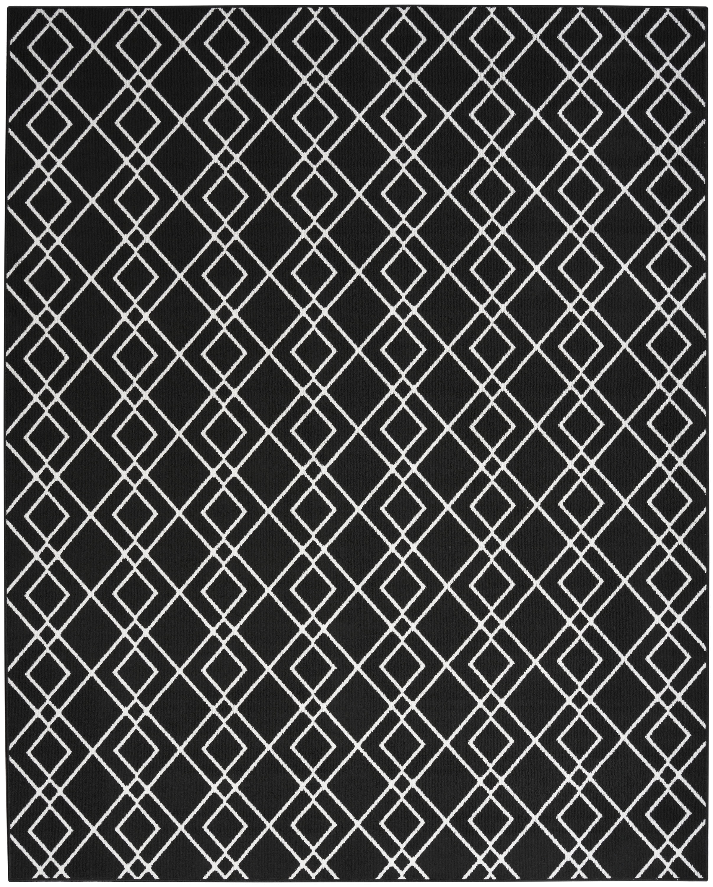 Nourison Modern Lines Geometric Black 8' x 10' Area Rug, (8x10)