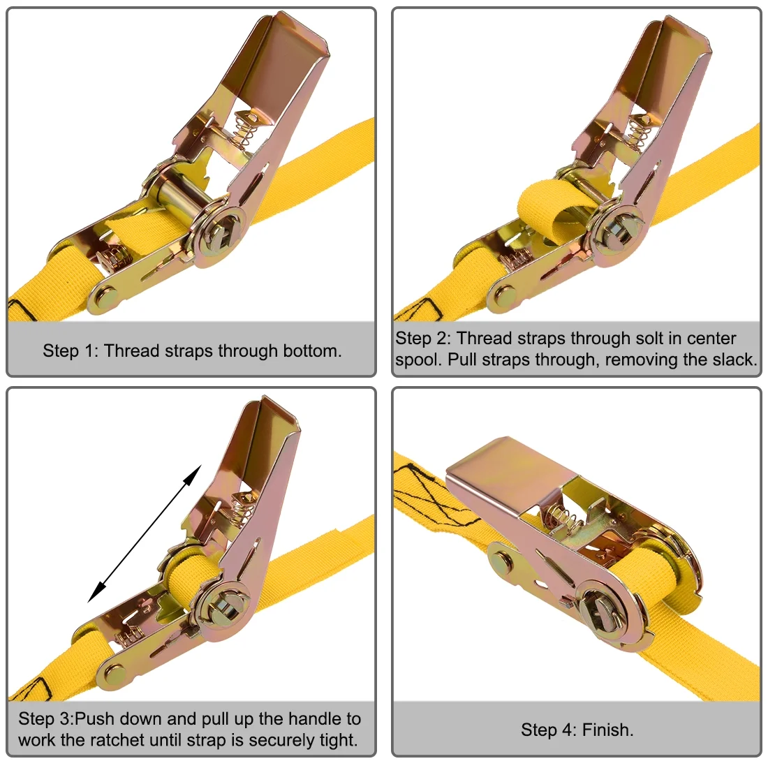 Uxcell 1.5M x 25mm up to 250Kg Ratchet Tie Down Strap, Yellow