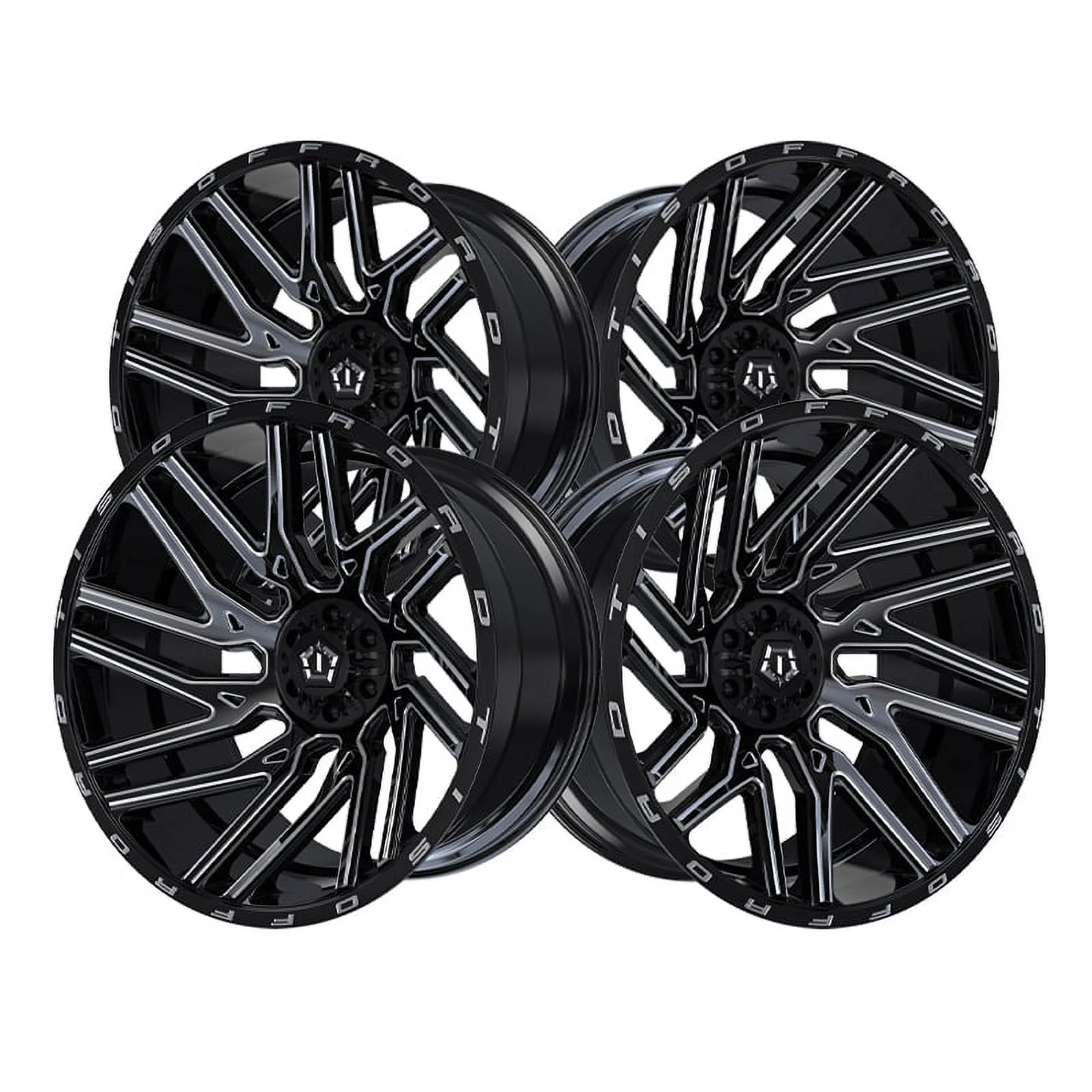 TIS 554BM 20X12 8X170 44ET 125.2CB GLOSS BLACK W/ MILLED SPOKE ACCENTS & LIP LOGO WHEEL