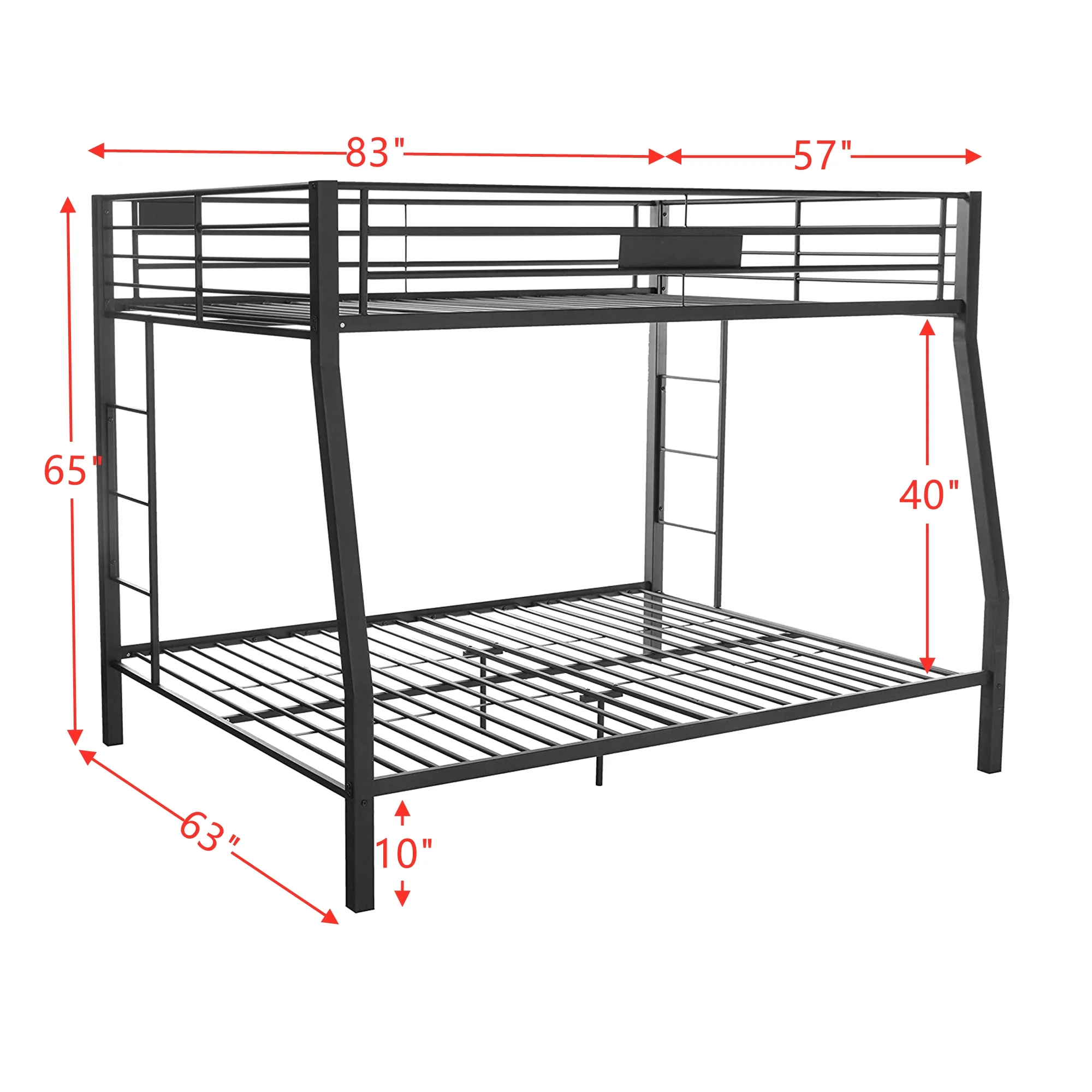 ikayaa Limbra Full XL/Queen Bunk Bed in Sandy Black