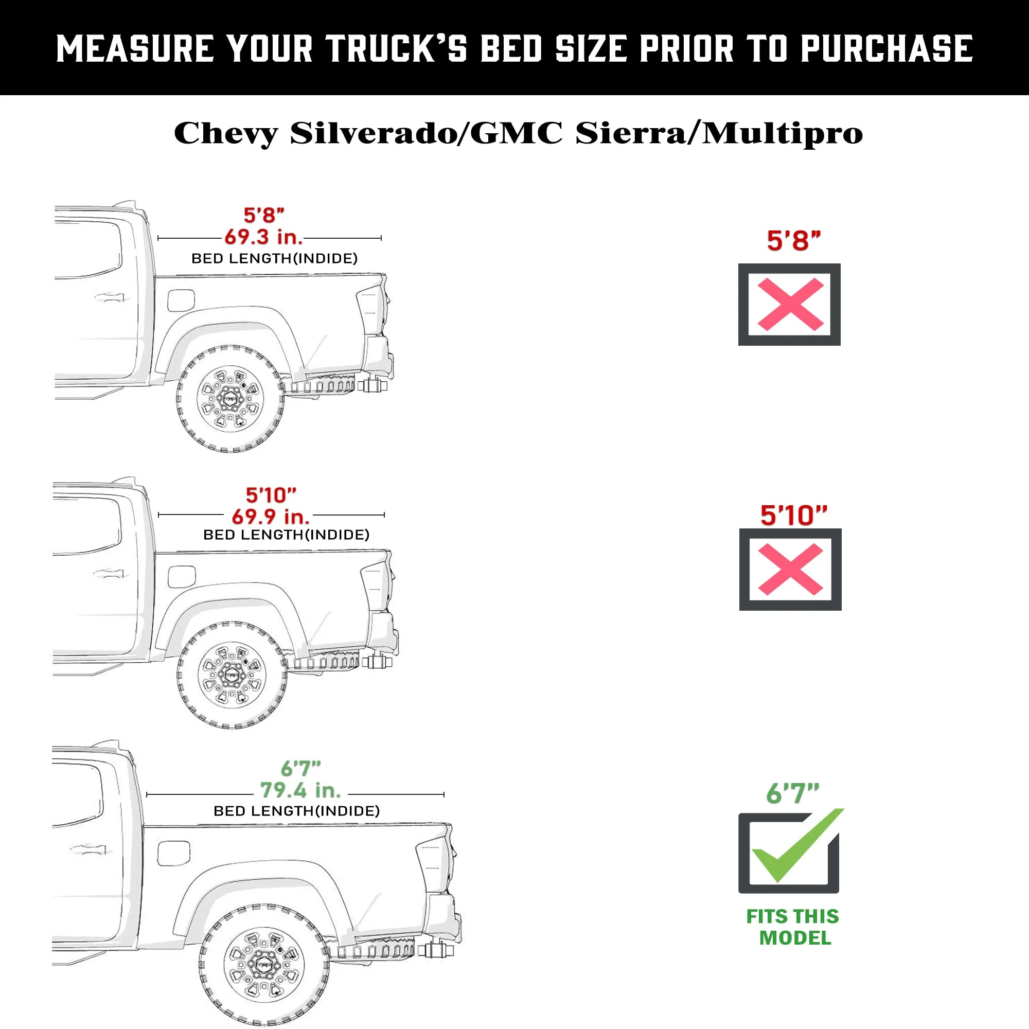 Toptiny Hard Folding Truck Bed Tonneau Cover |THTF030|Fits 2019 - 2022 Chevy/GMC Silverado/Sierra, Works w/ MultiPro/Flex Tailgate 6' 7
