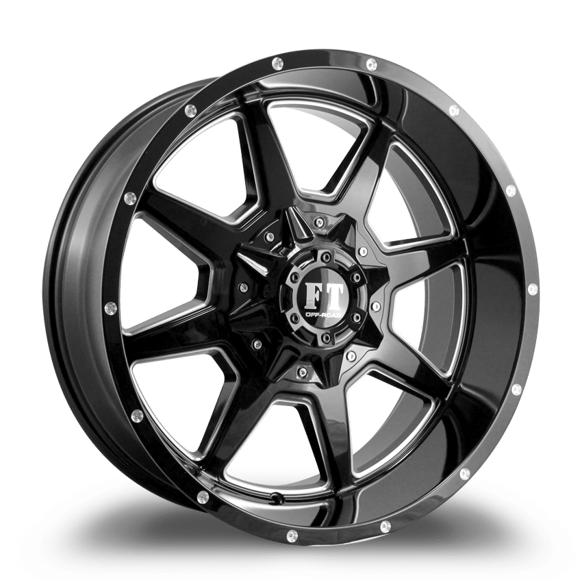 22X12 12-135/139.7 OFF ROAD (FT-2) Gloss Black/Milled Wheel -44/108.1