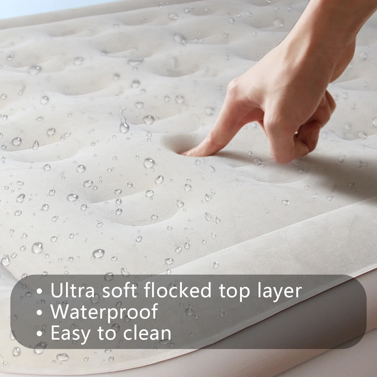 Inflatable Queen Air Mattress with Built-in Pump, 16in Twin Elevated Durable Air Bed 660lb Max, Grey