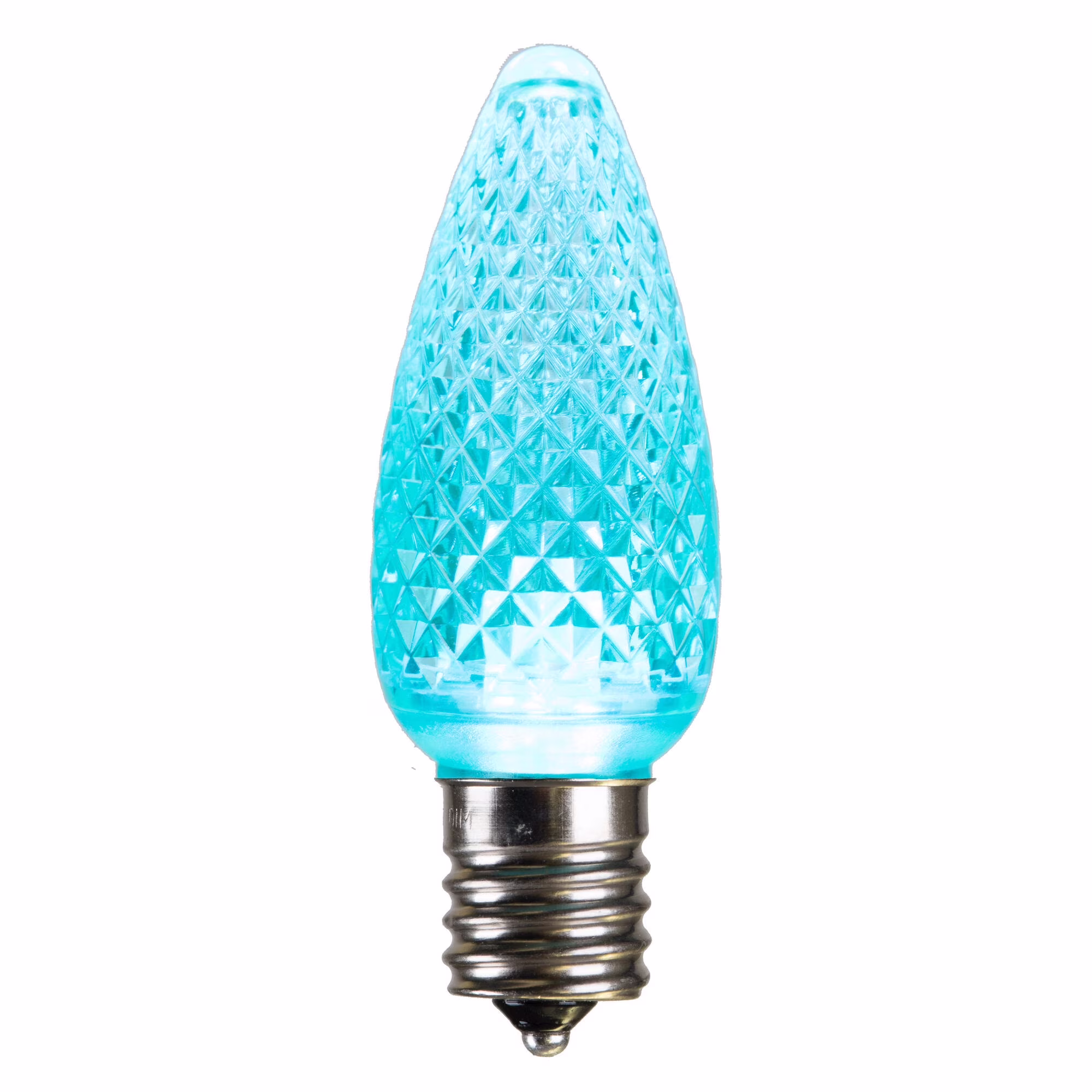 Vickerman C9 Faceted LED Teal Twinkle Bulb  Nickel Base,  130V .96 Watts, 25 Bulbs per Pack