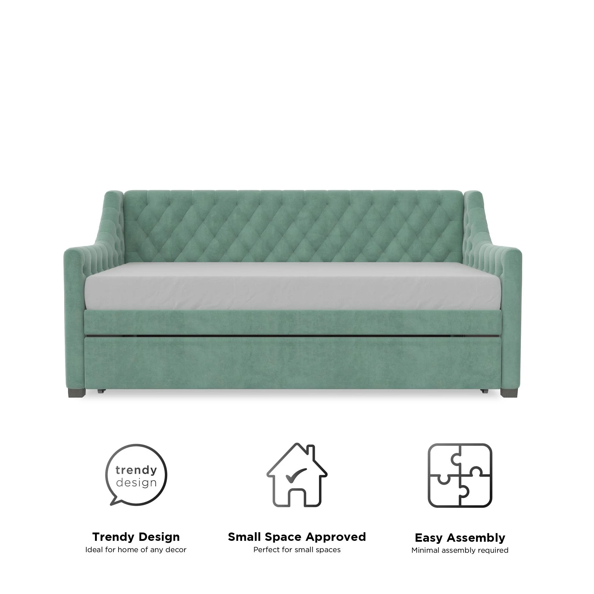 Little Seeds Monarch Hill Ambrosia Twin Daybed and Trundle, Teal Velvet