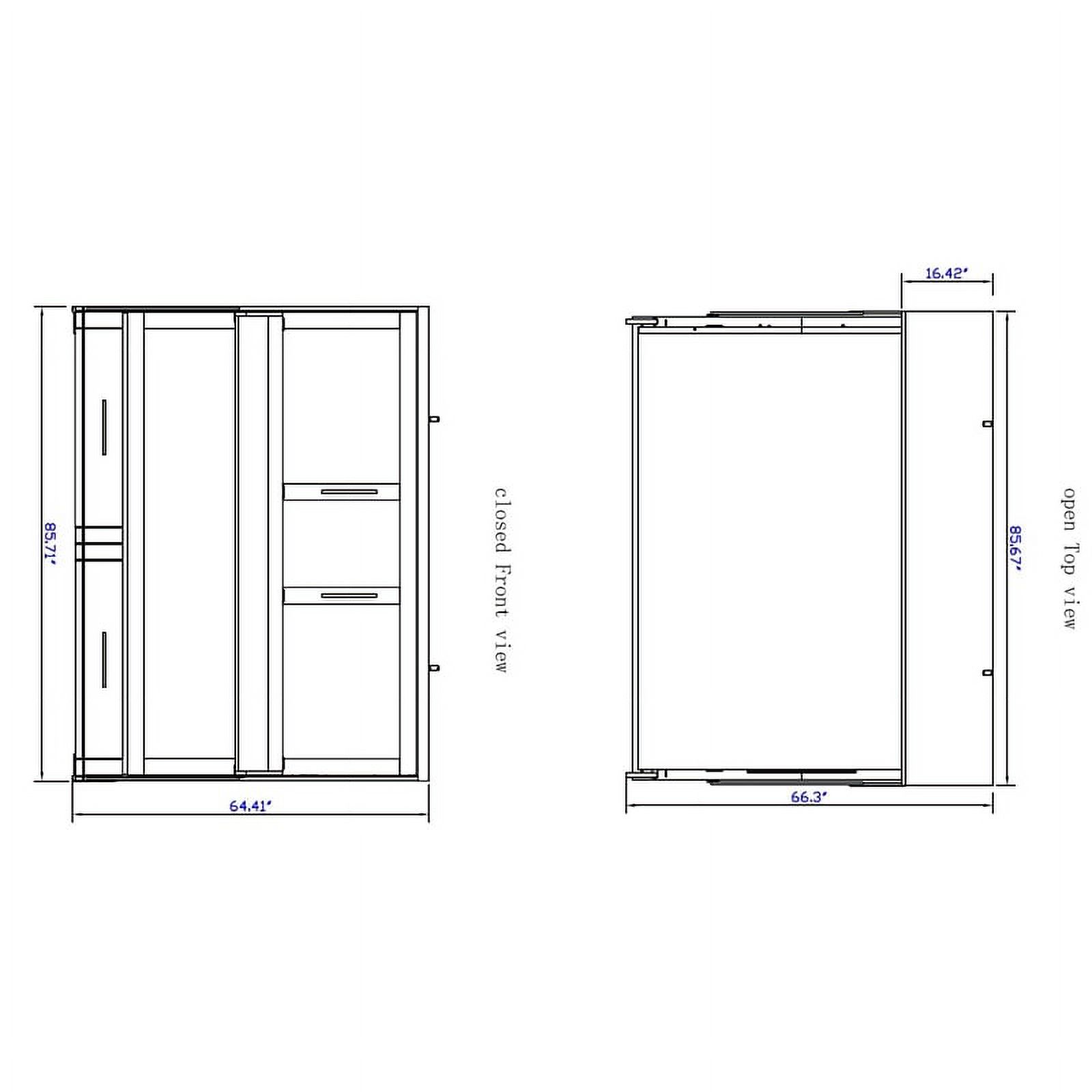 Pemberly Row Transitional Lateral Queen Solid Wood Murphy Wall Desk Bed in White