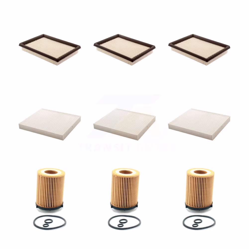PUR 3x Air + 3x Cabin + 3x Engine Cartridge Oil Filter (9 Total) Kit for Car 2017 INFINITI Q60 2.0L 2 Required KFM-101743