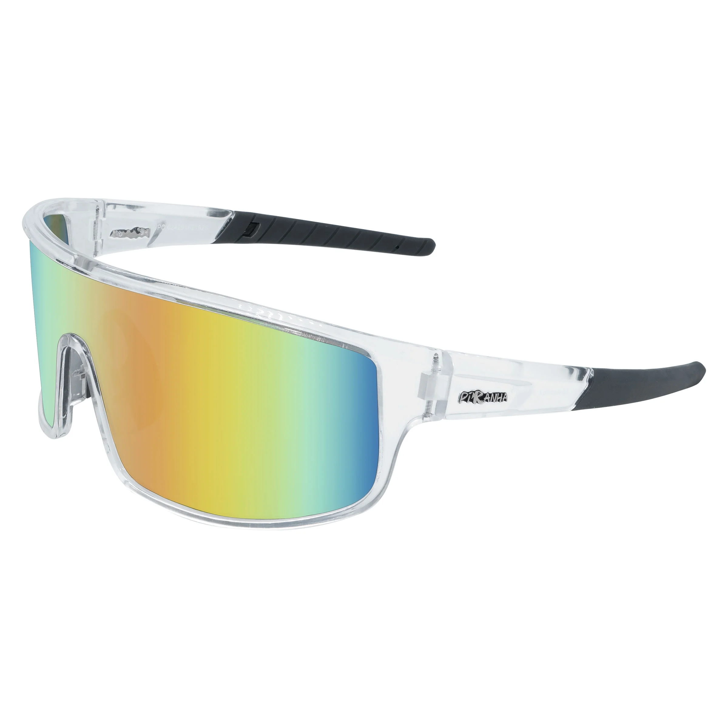 Piranha Eyewear Cody Shield Sports Sunglasses with Clear Full Frame and Mirror Lens