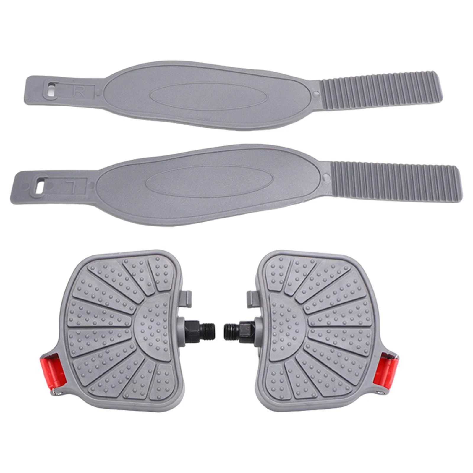 AMLESO 2 Pieces Exercise Bike Pedals with Adjustable Straps Widened Strips 1/2 or 9/16 Replacements for Stationary Bike Home or Gym 0.56inch Spindle