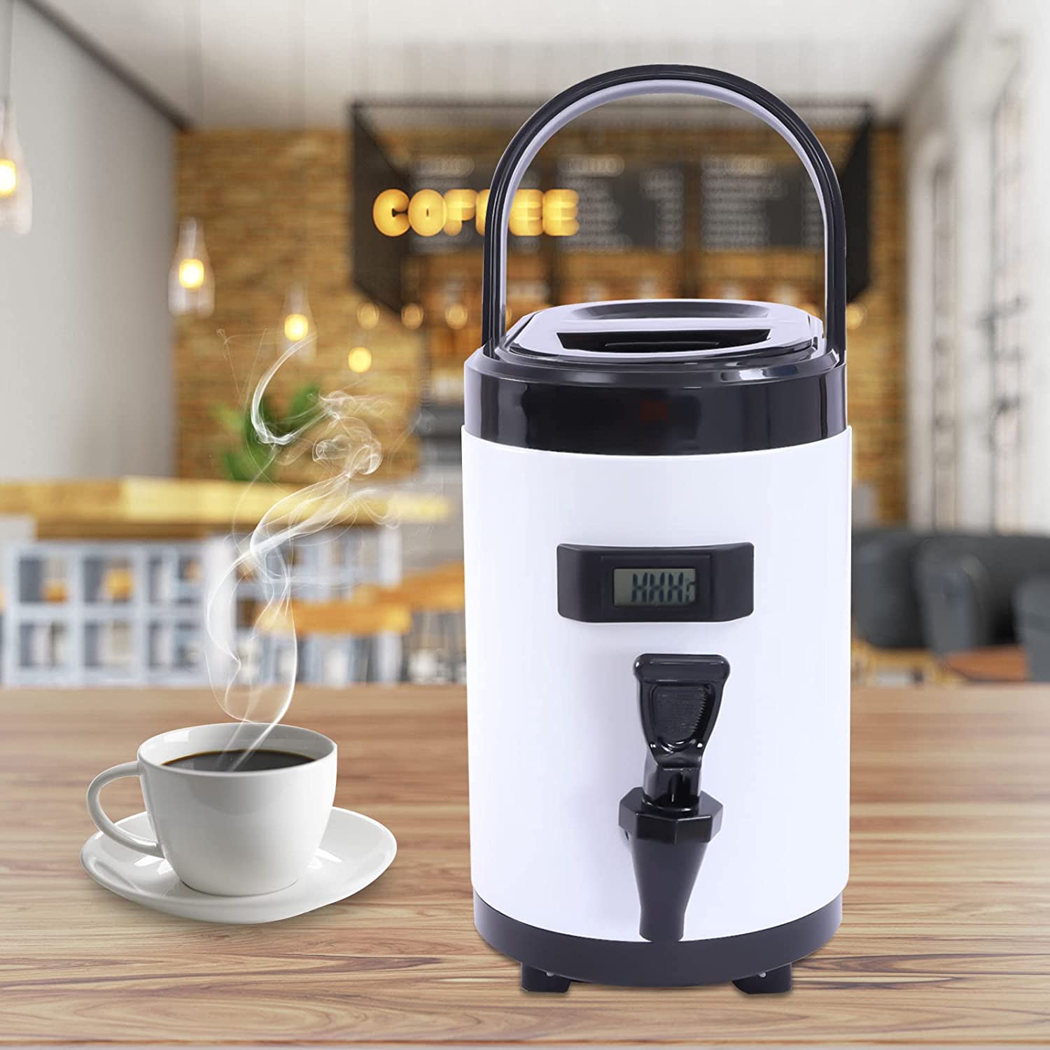 Miumaeov 6L 1.6gal 304 Stainless Insulated Beverage Dispenser Hot Cold Drink Dispenser