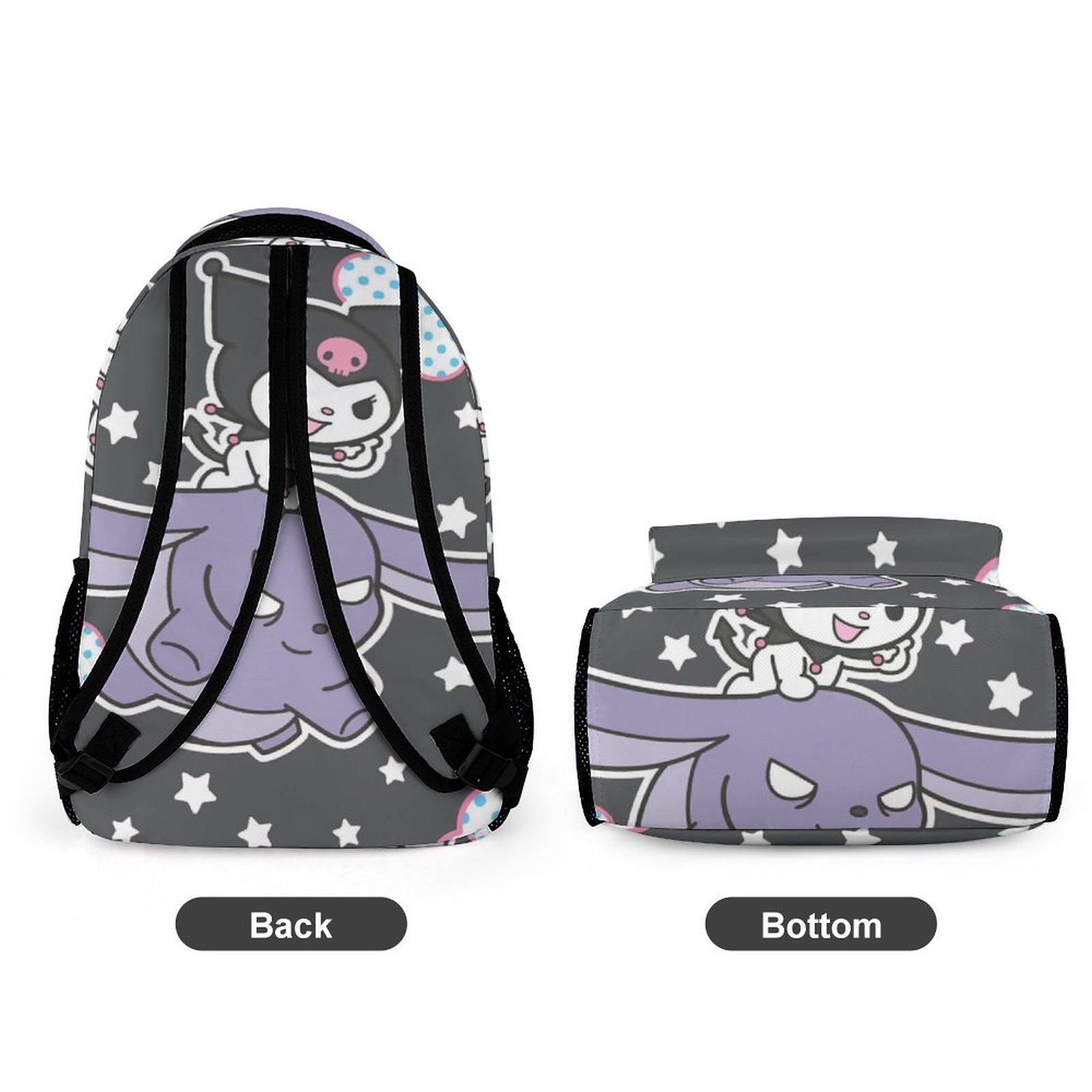 My Melody Kuromi Laptop Backpack School Student Book Bag Satchel Rucksack Adjustable Shoulders Daypack