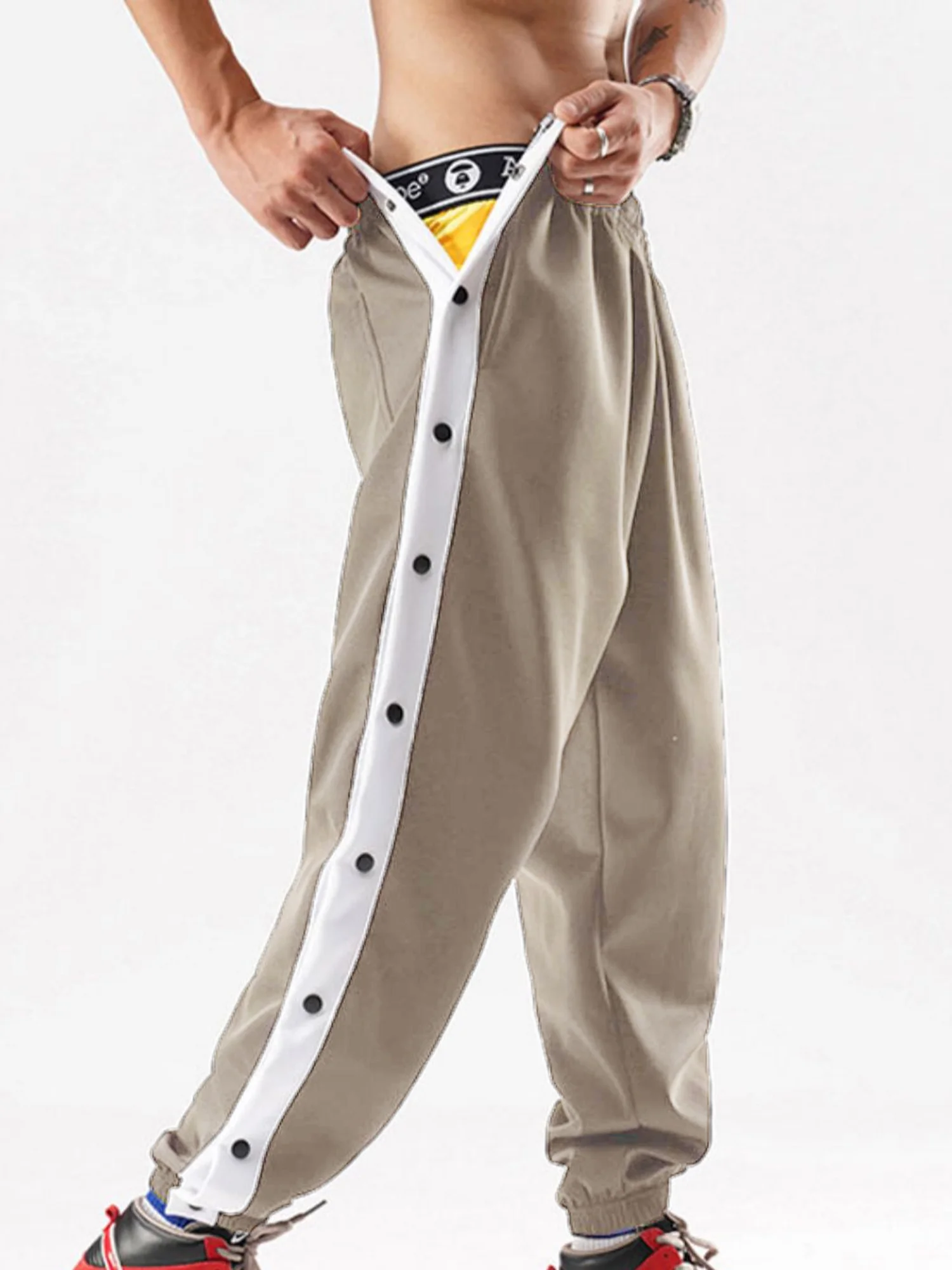 Men Tear Away Pants Casual Quick Dry Loose Fit Basketball Pants