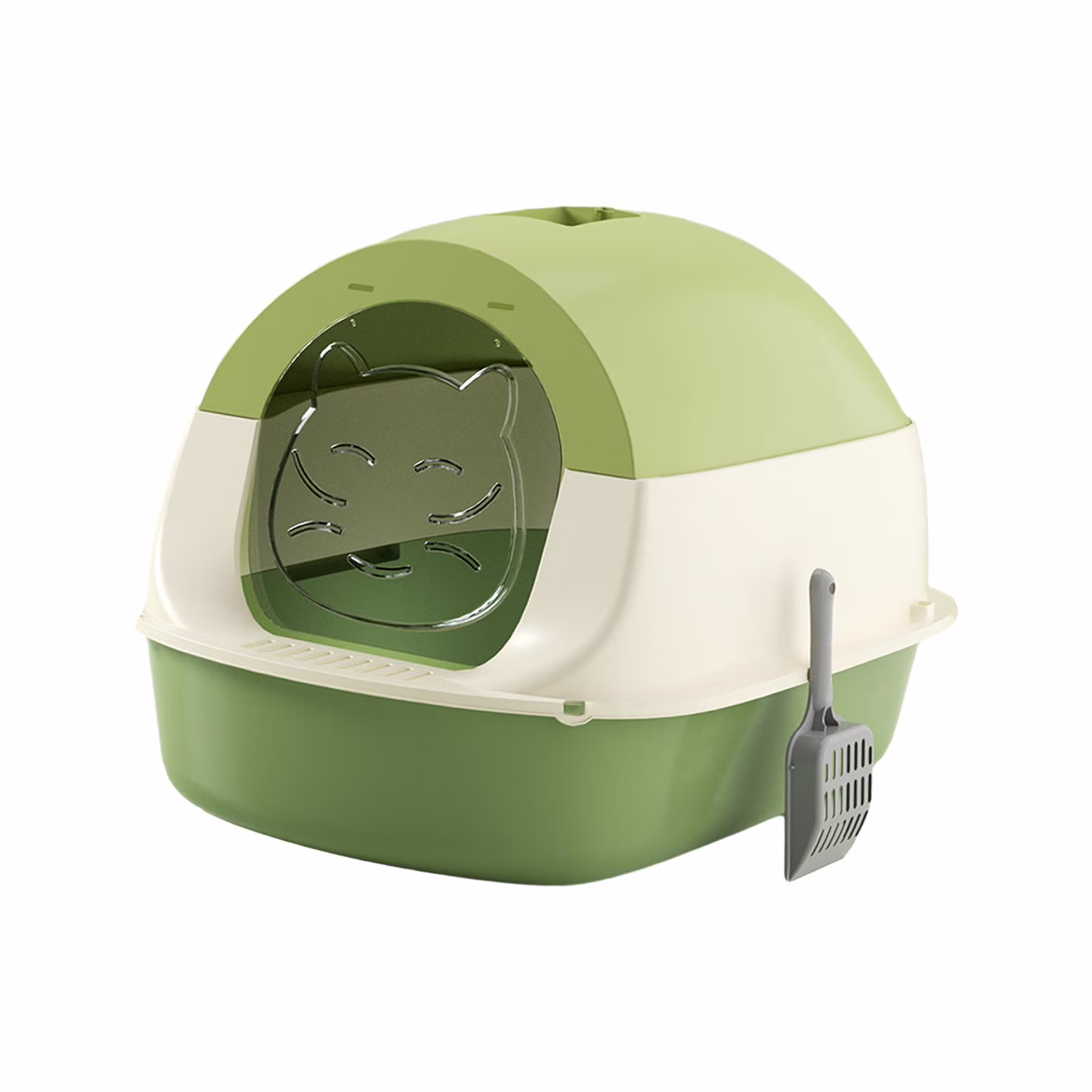 DOLITY Cat with Hood and Lid, Closed with Door for Domestic Cats, green