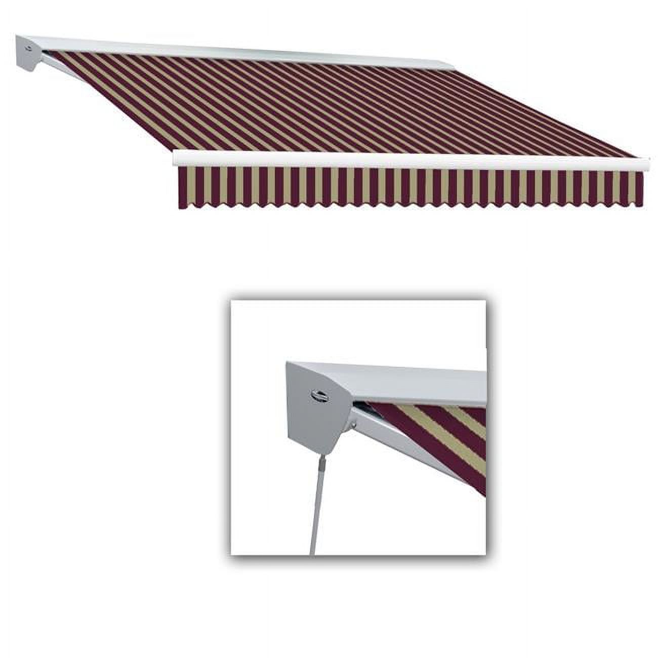 Awntech  8 ft. Destin with Hood Left Motor & Remote Retractable Awning, Burgundy & Tan - 78 in.
