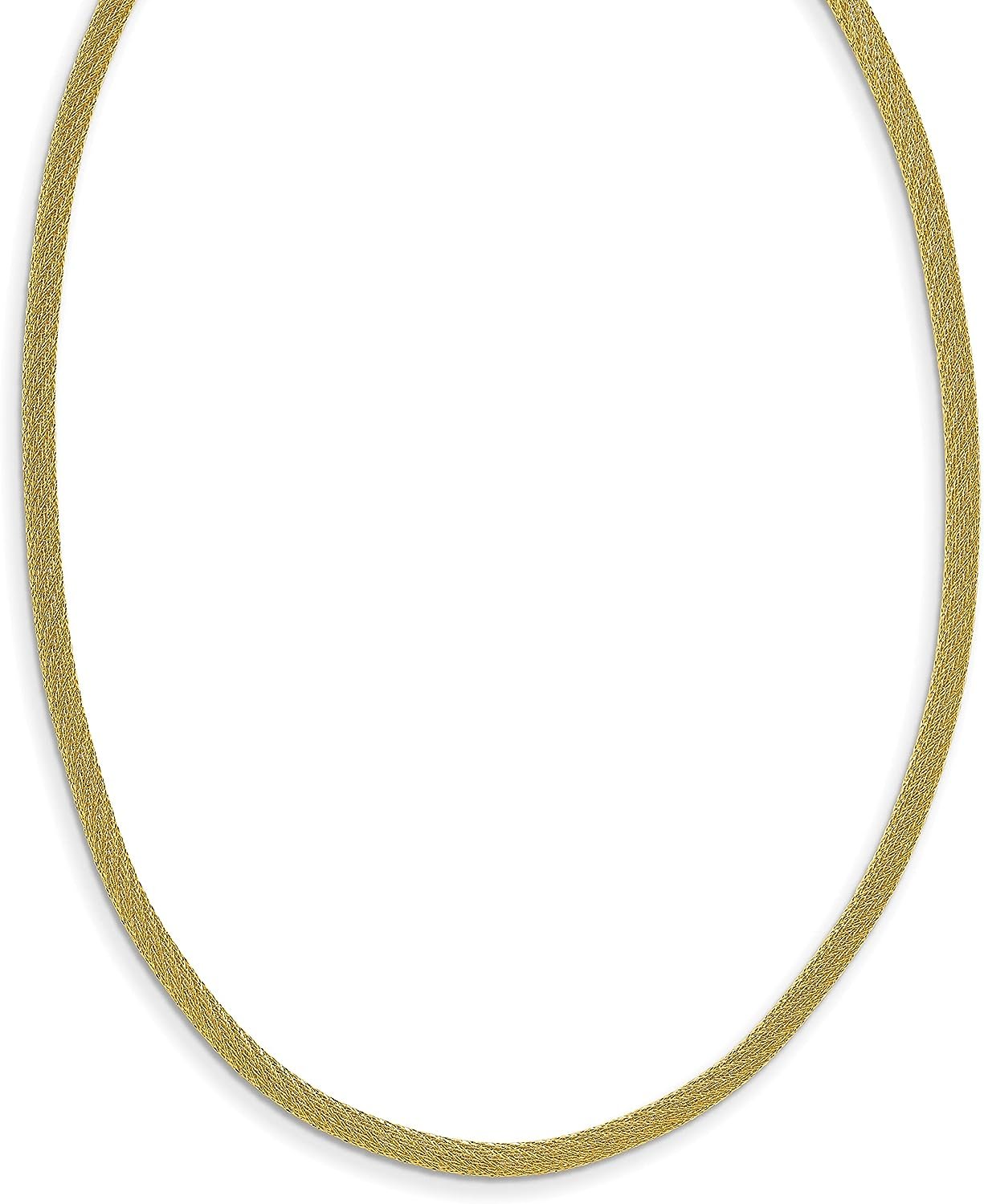 Avariah 14K Yellow Gold Polished Textured Mesh w/ .75in ext. Necklace - 18.5
