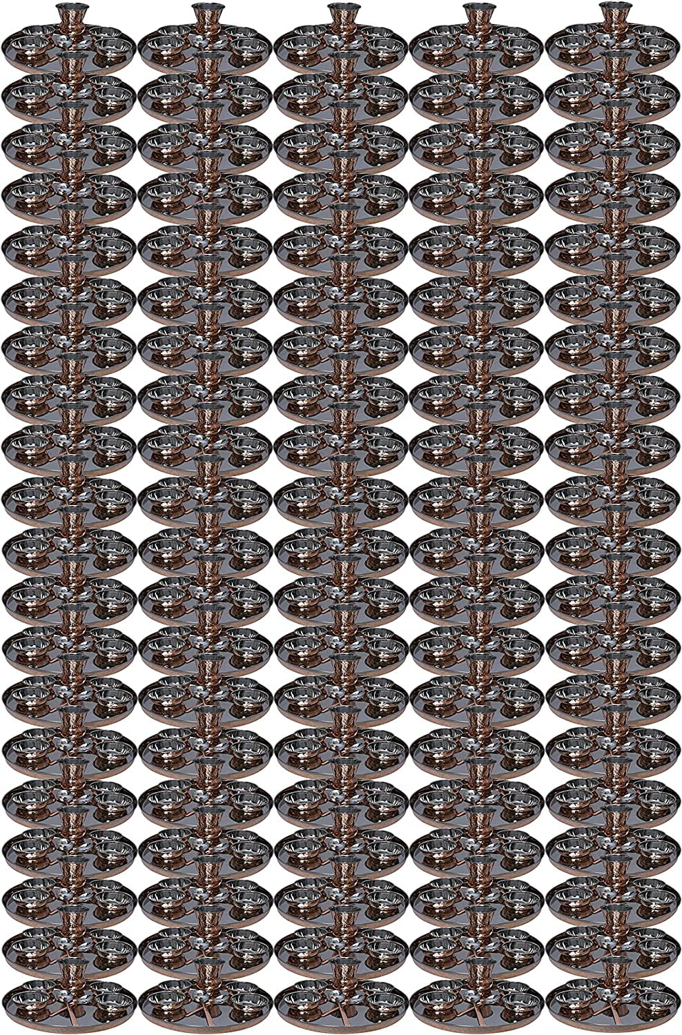 Pack of 100 Sets Stainless Steel Copper Traditional Dinnerware Set of Thali Plate, Bowls, Glass and Spoon, Diameter 12-Inch