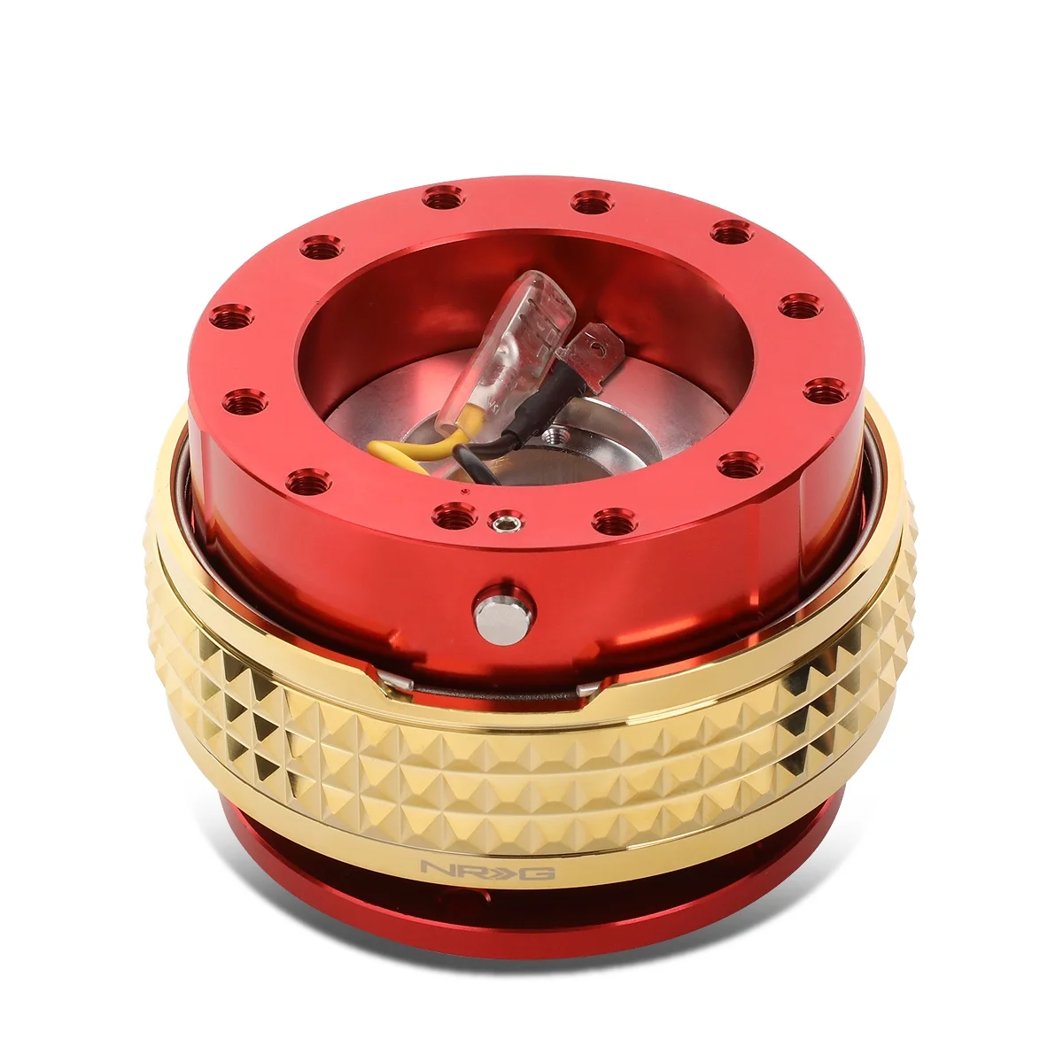 NRG Innovations NRG-SRK-210RD-CG NRG Innovations SRK-210RD-CG Steering Wheel Quick Release Adapter Gen 2.1 Red Body/Gold Pyramid Ring