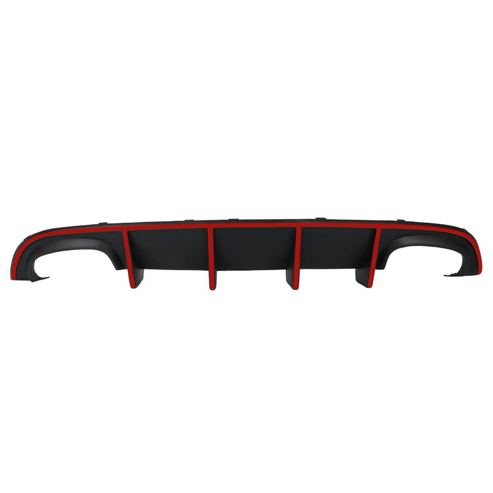 Ikon Motorsports Compatible with 15-23 Dodge Charger SRT Quad Exhaust Rear Diffuser with Red Reflective Tape