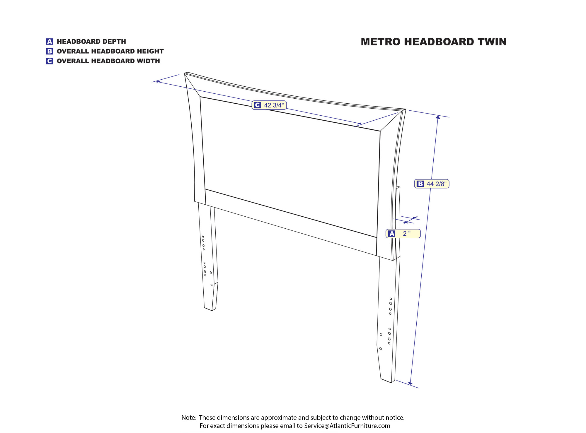 Metro Headboard Twin White