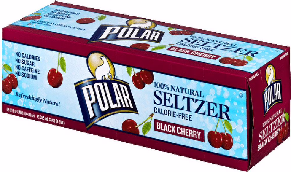 Polar Seltzer Water Black Cherry, 12 fl oz cans, 12 pack