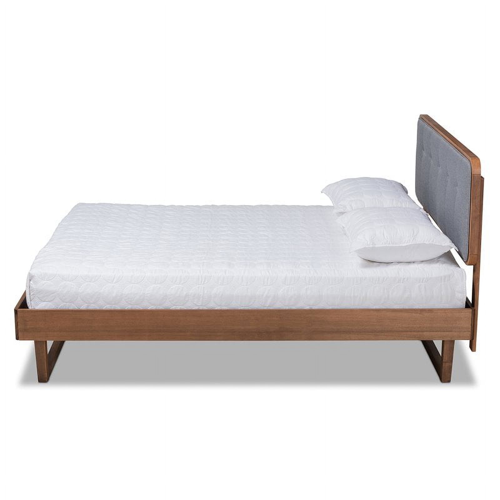 Bowery Hill Gray Upholstered Wood Full Size Platform Bed