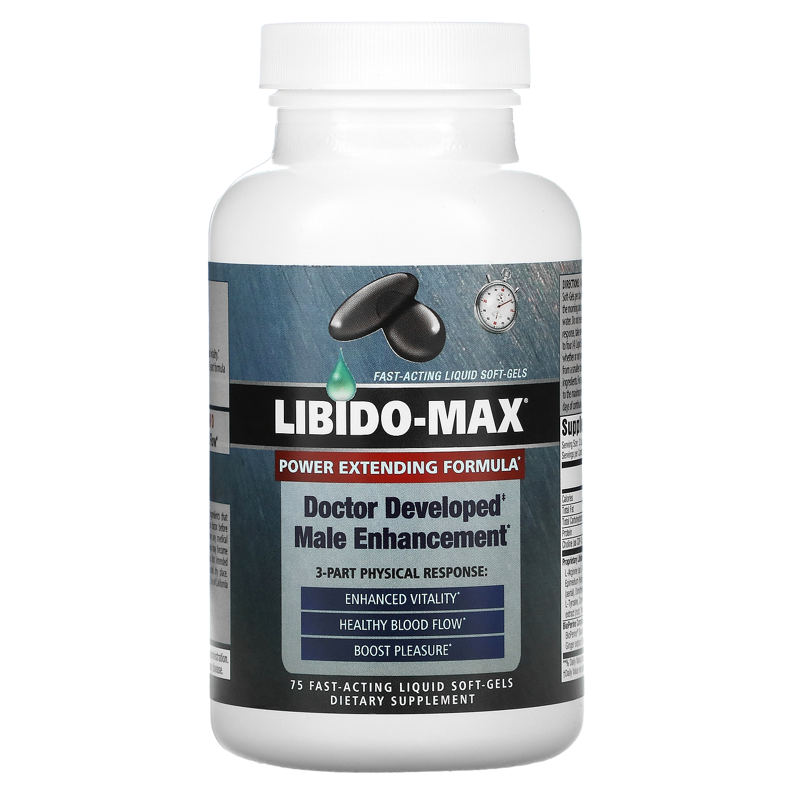 Applied Nutrition, Libido-Max, 3-Part Physical Response, 75 Fast-Acting Liquid Soft-Gels