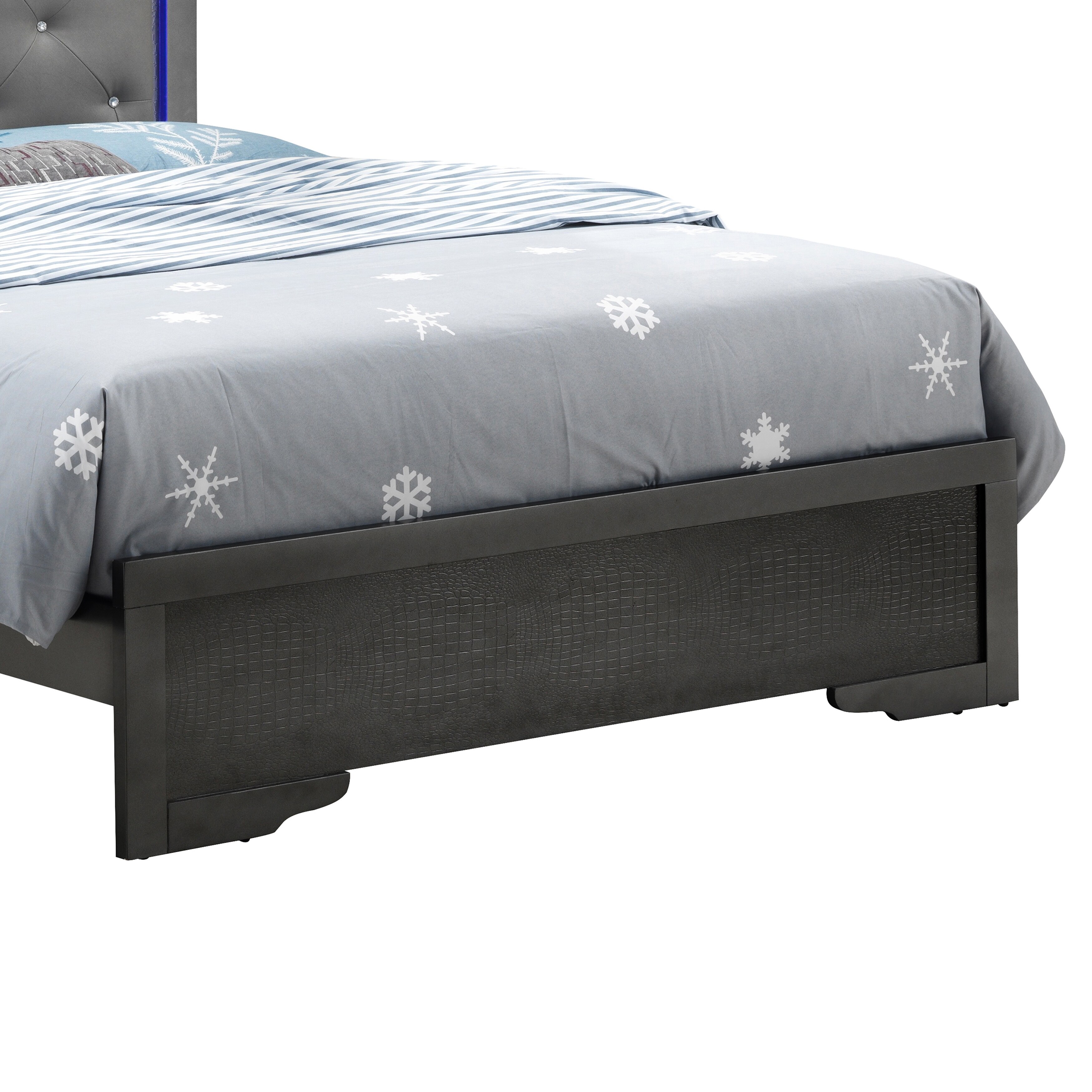 LYKE Home  Luna LED Headboard Metallic Black Bed King
