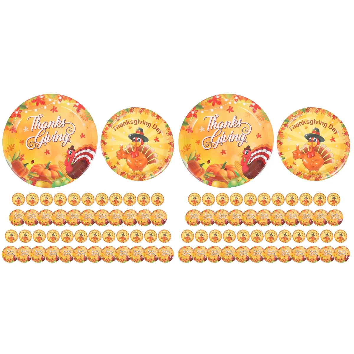 HOMEMAXS 96 Pcs  Disposable Party Plates Thanks Giving Paper Plates Turkey Pattern Party Tableware