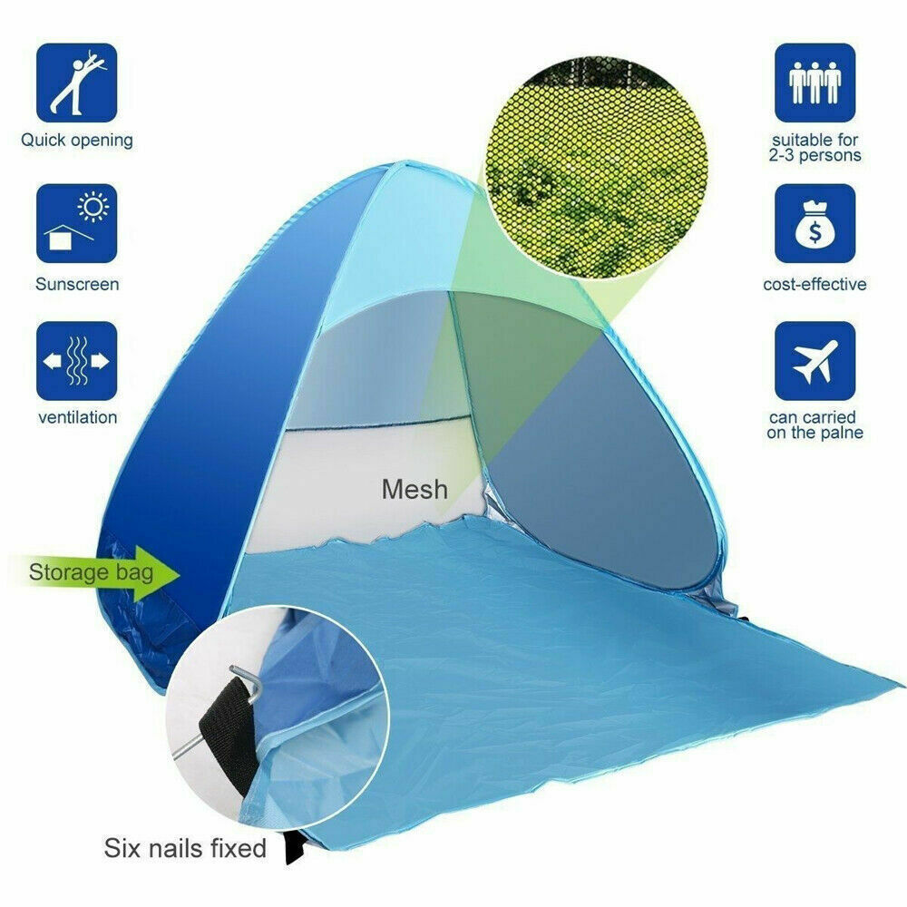 US Pop Up Camping Tent Outdoor Beach Portable Tent Sun Shade Fishing Canopy