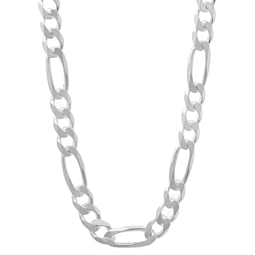 5.5mm Solid .925 Sterling Silver Flat Figaro Choker Chain Necklace, 20 inches + Gift Box