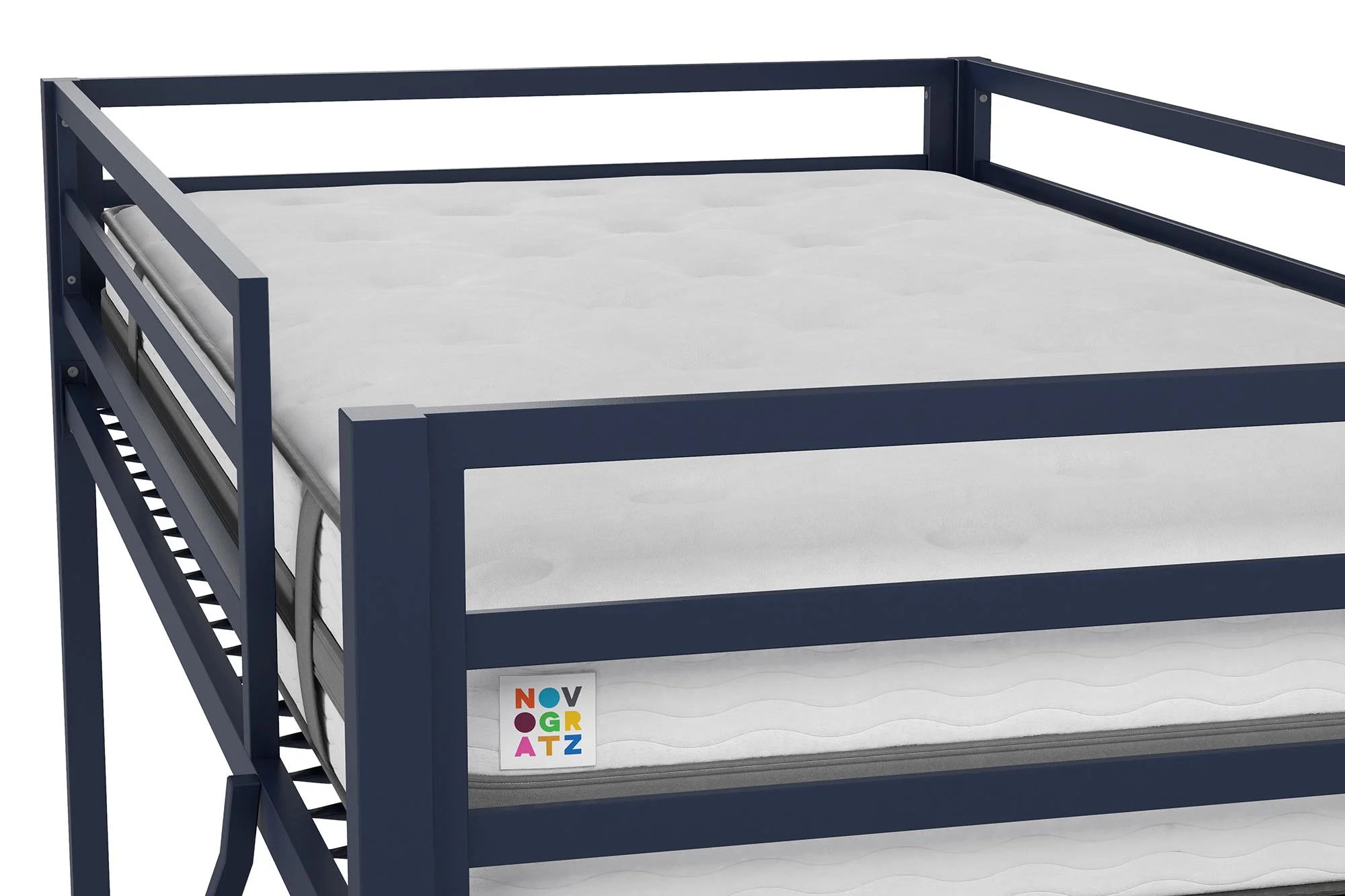 Novogratz Maxwell Twin-Over-Twin Metal Bunk Bed with Ladder and Guardrails, Easy Assembly, Navy Blue