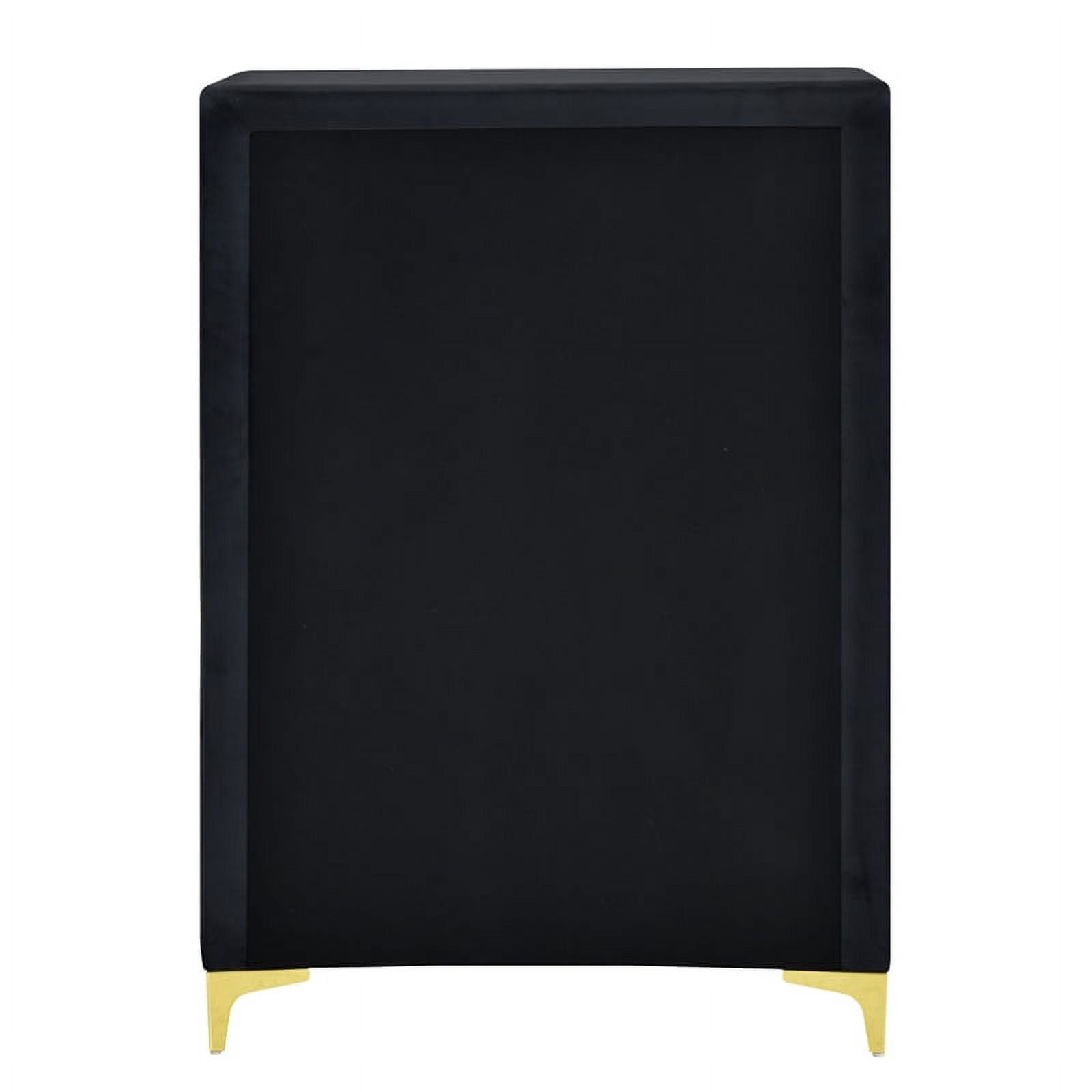 Better Home Products Monique Velvet Upholstered 5-Drawer Chest in Black