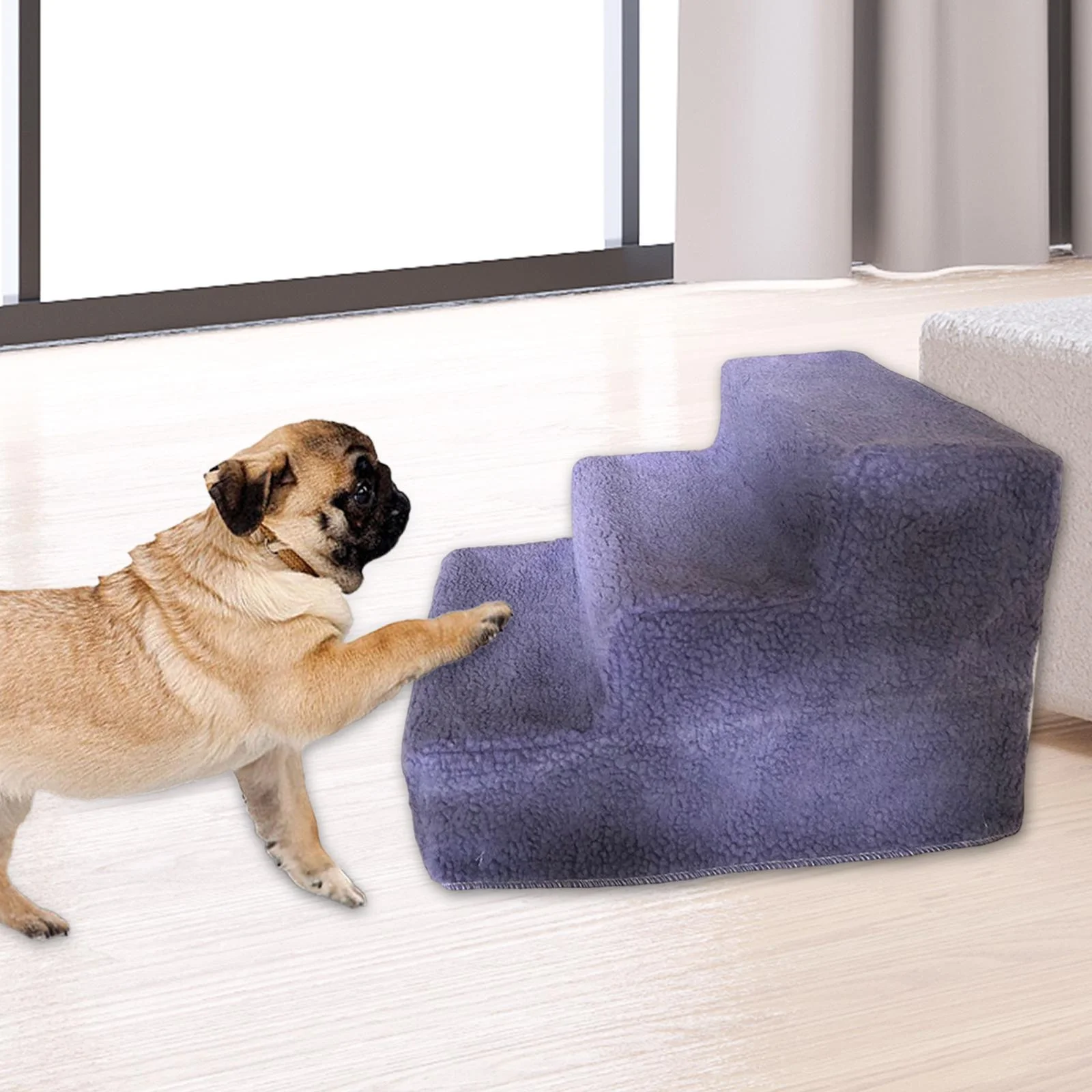 Slip Dog Stairs, Soft Washable Cover Removable Slope, High Bed Stable Couch Pet Ramp Ladder for Kittens Pet Supplies Indoor Dogs Puppy , Violet