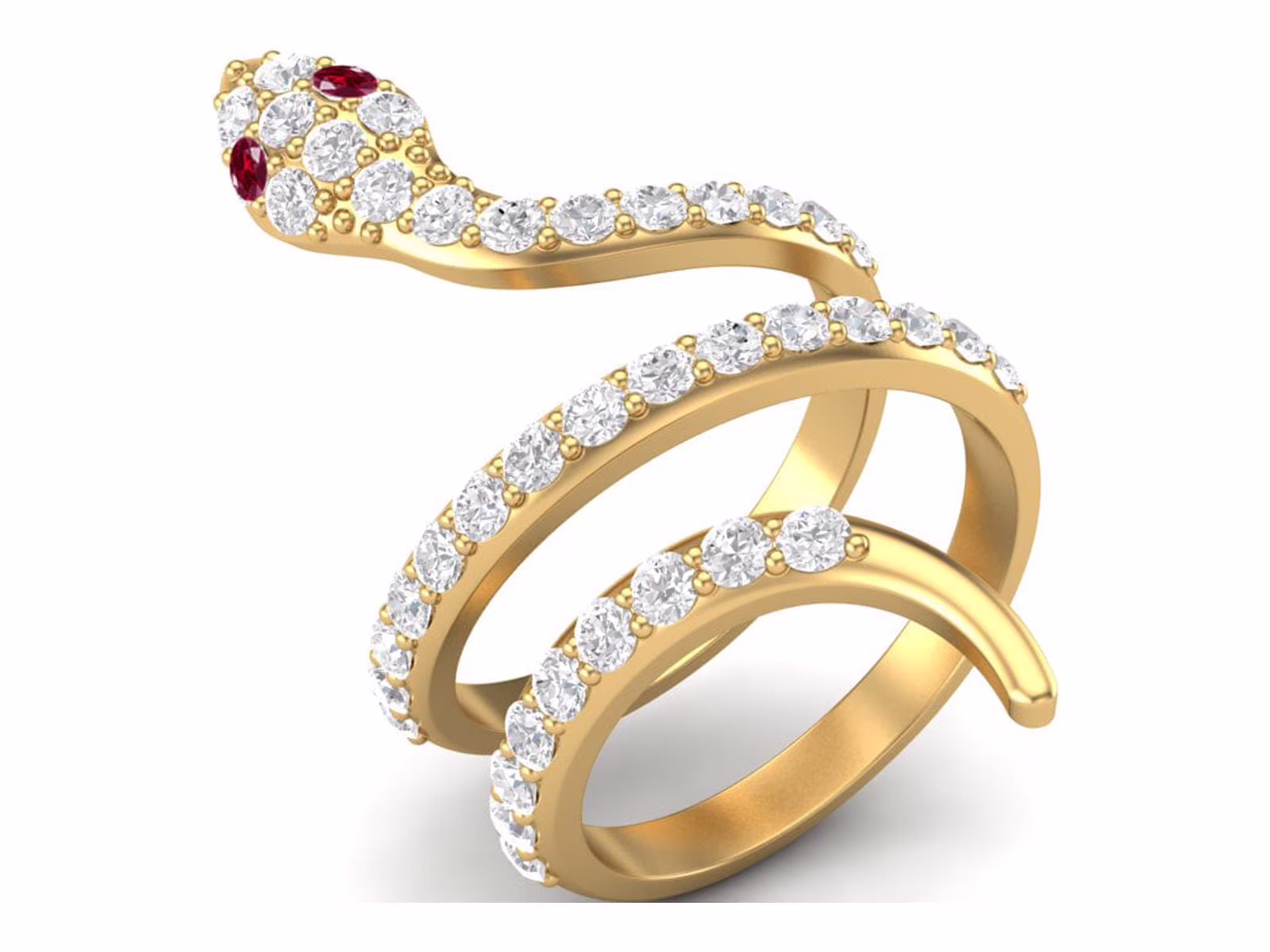 925 Sterling Silver Gold Vermeil Snake Women Wrap Ring Natural Ruby Glass Field Cobra Snake Rings