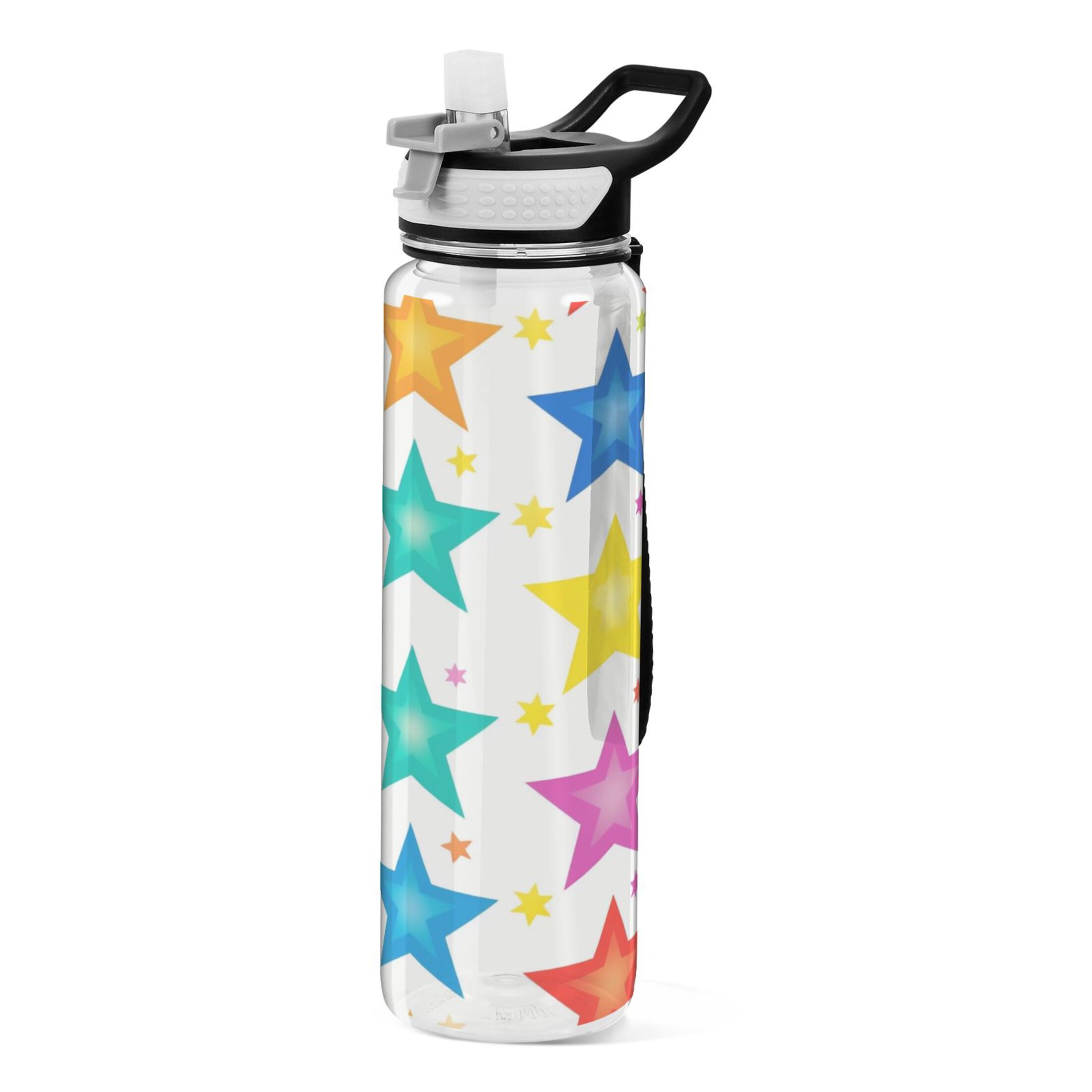 Colorful Star 32oz Sports Water Bottles Leakproof Tritan Bottle with Straw BPA Free Clear Bottle for Fitness Gym Outdoor Cycling
