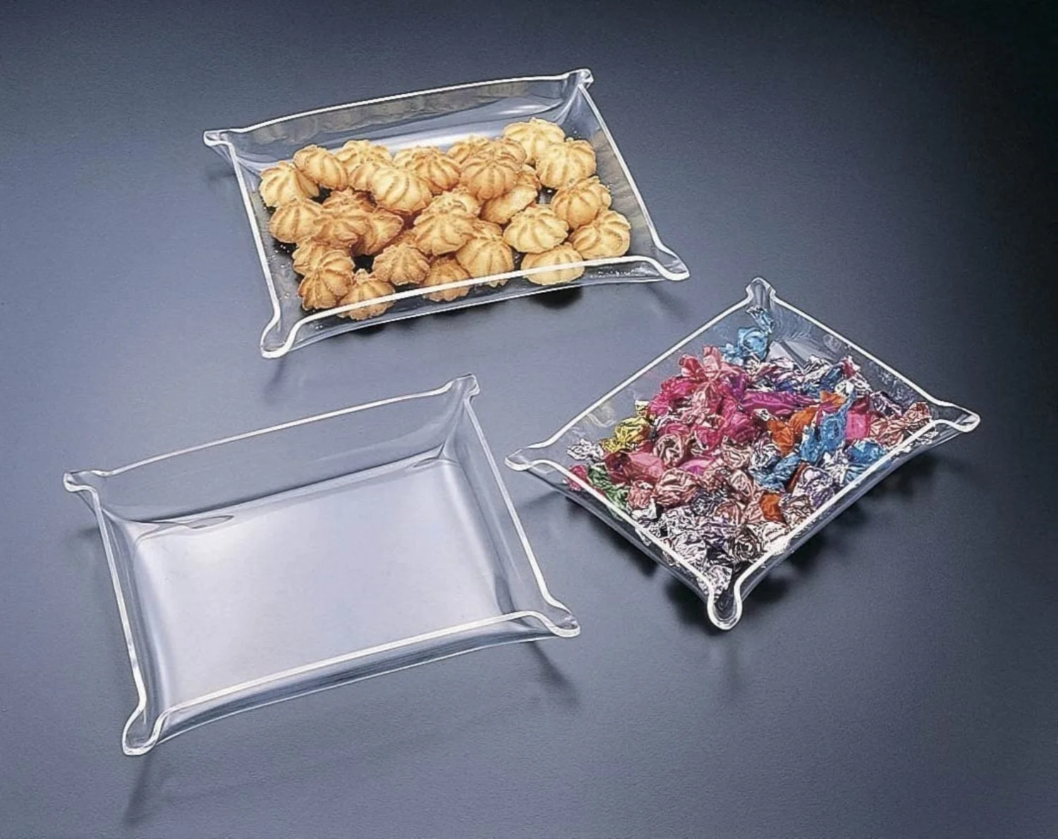 Acrylic Lucite  Small Tray With Pinched Corners 8x6 (6-PACK SET)