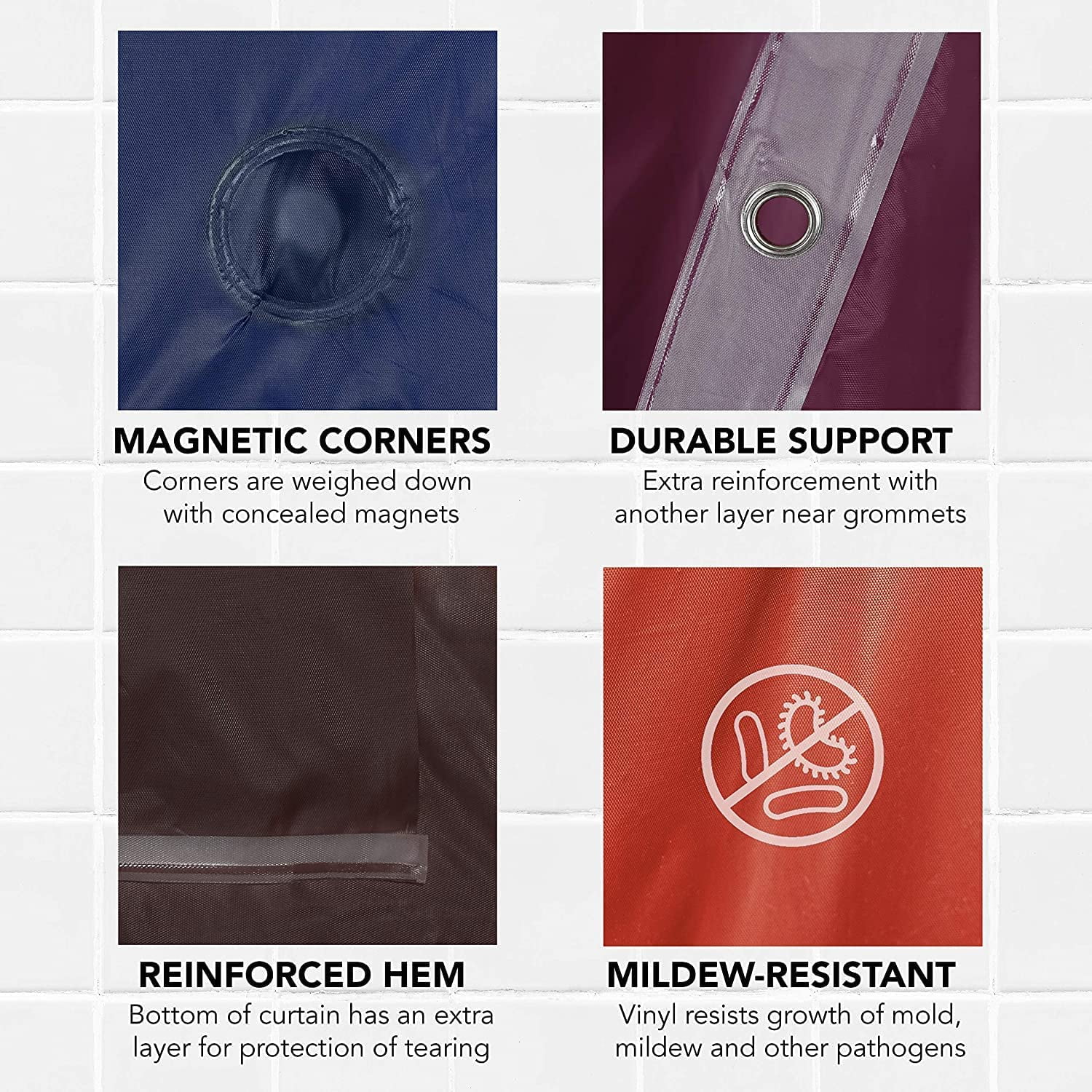 Shower Curtain Liners, 70 x 72 Inches with 12 Metal Grommet Holes, Waterproof Heavy Duty Plastic Liners: BLACK-4