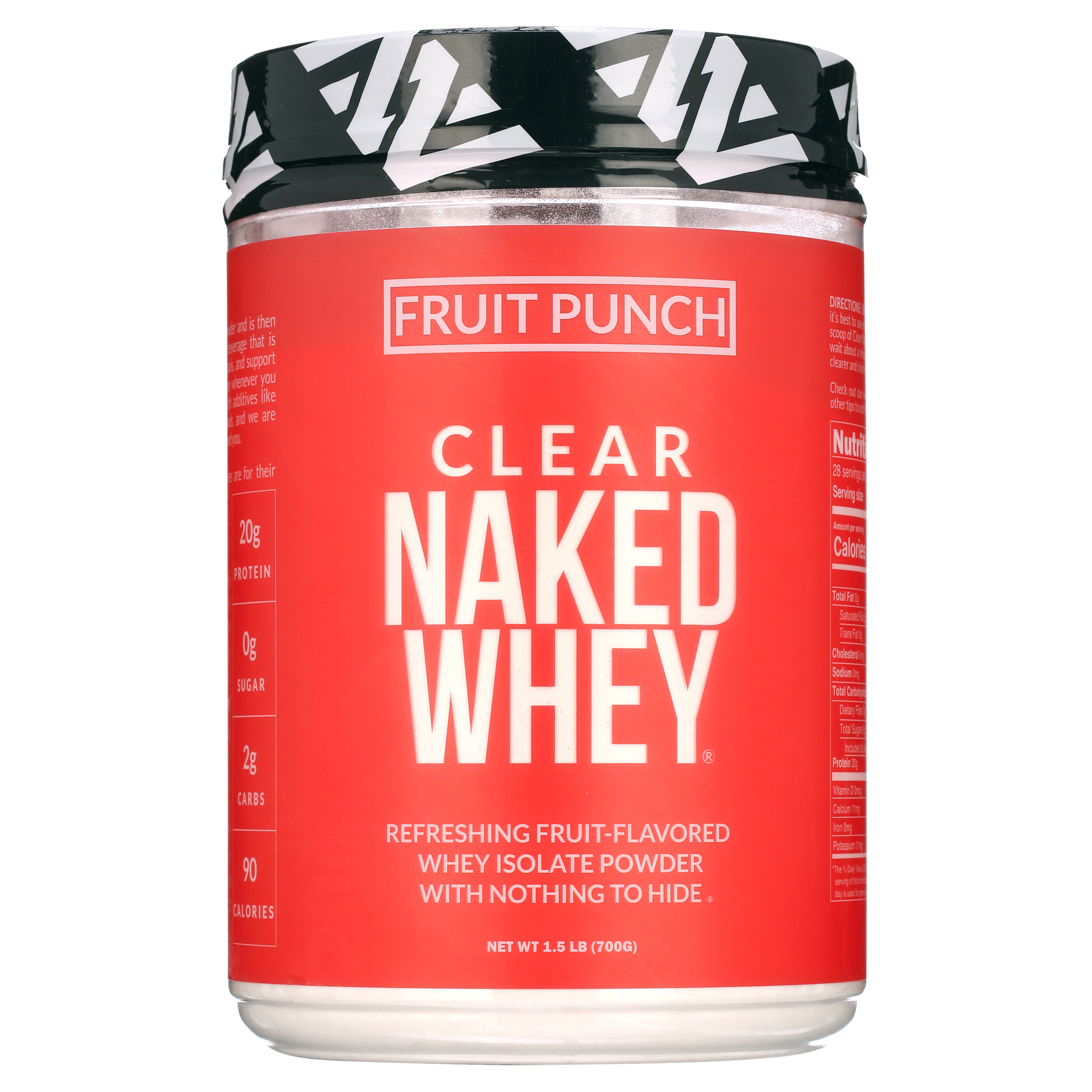 Clear Naked Whey Protein Isolate, Fruit Punch, 100% Iso Protein Powder, No GMOs or Artificial Sweeteners, Gluten-Free, Soy-Free - 30 Servings