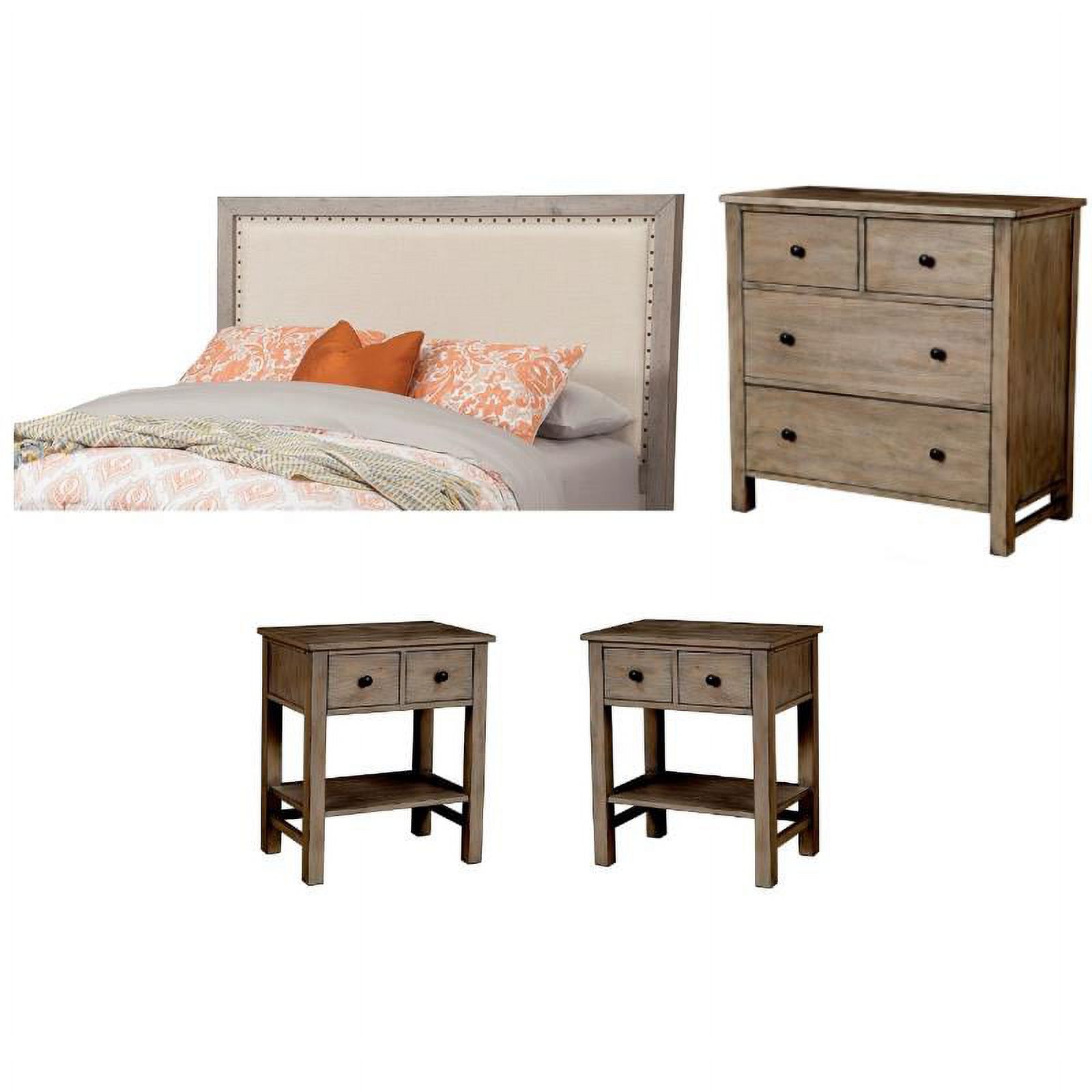 Home Square 4-Piece Set with California King Headboard & Chest & 2 Nightstands