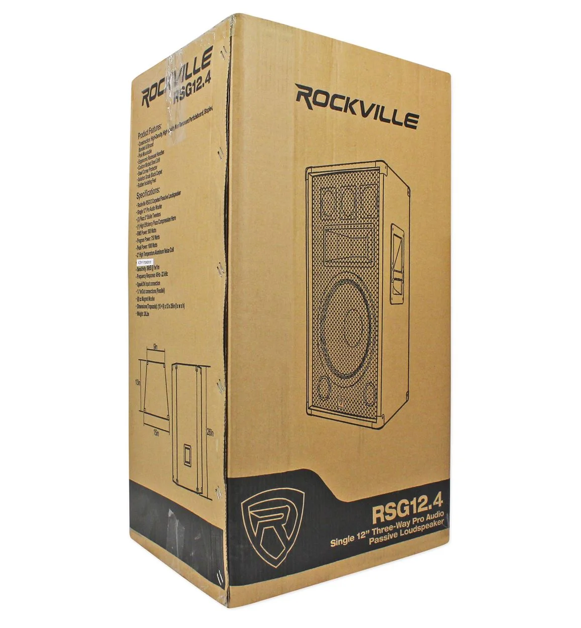 Rockville RSG12.4 12” 3-Way 1000 Watt 4-Ohm Passive DJ/Pro Audio PA Speaker