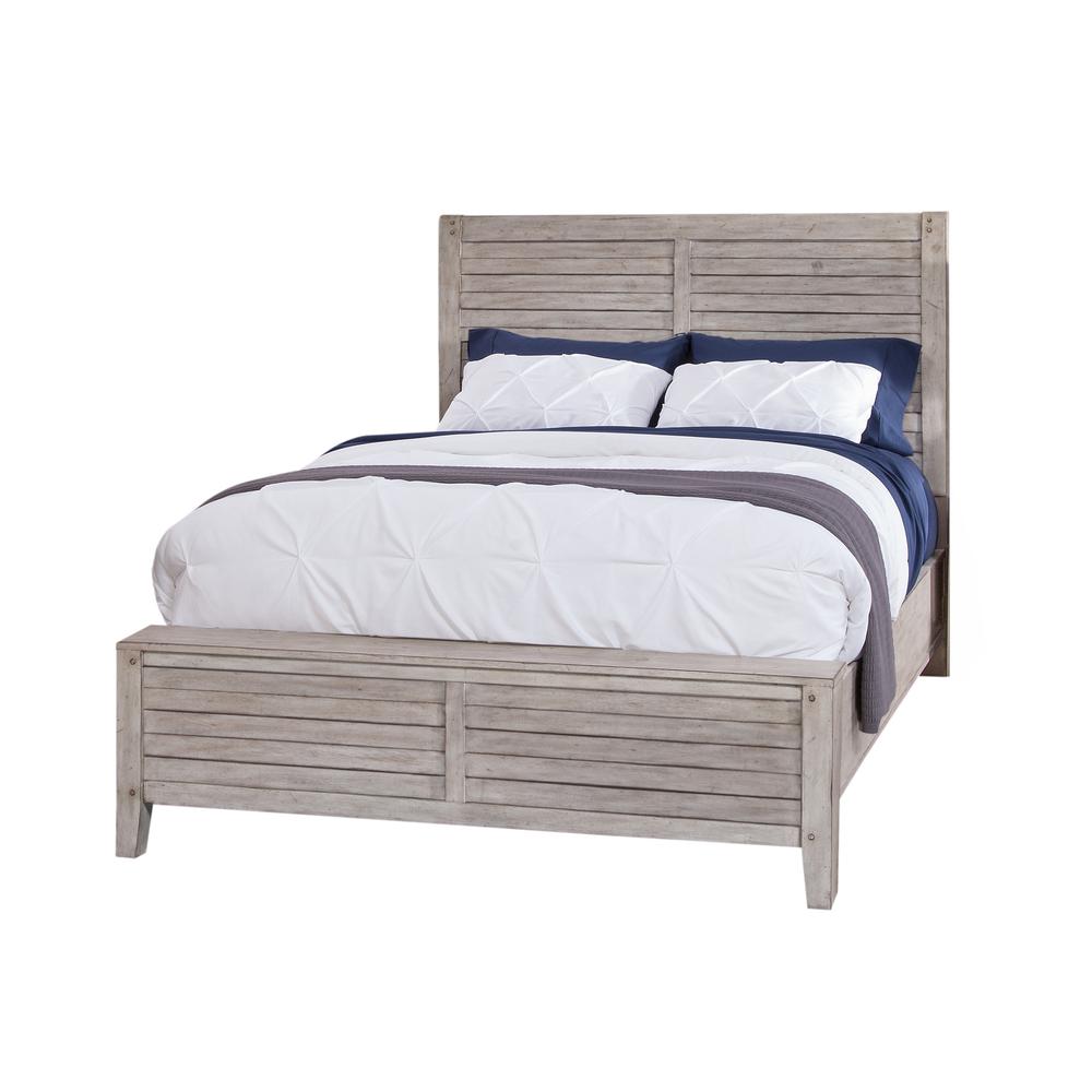 American Woodcrafters Aurora White-washed Wood Queen Panel Bed