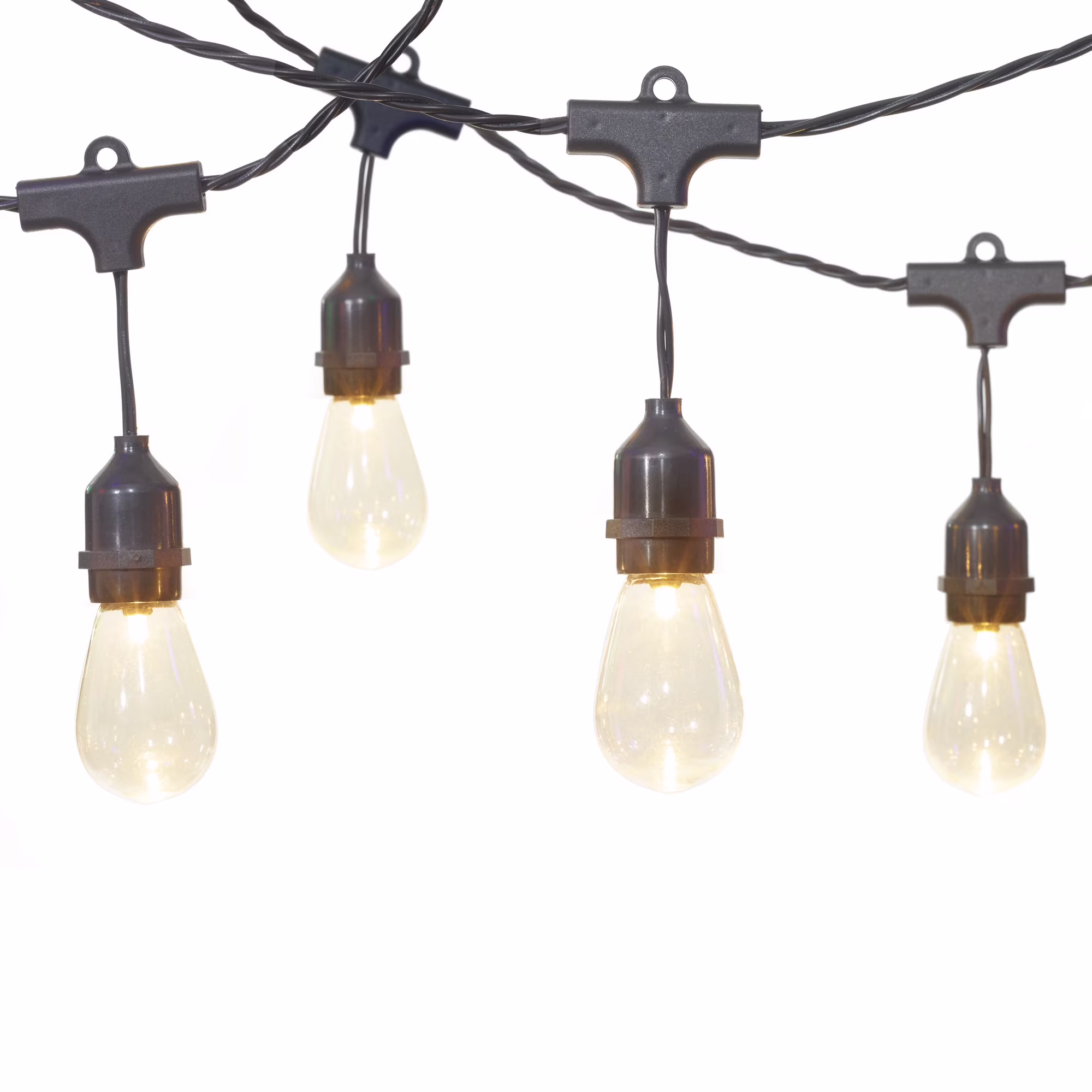 30-Count Warm White Ultra Bright LED Cafe Style Christmas Lights on Black Wire, 20.1', Holiday Time