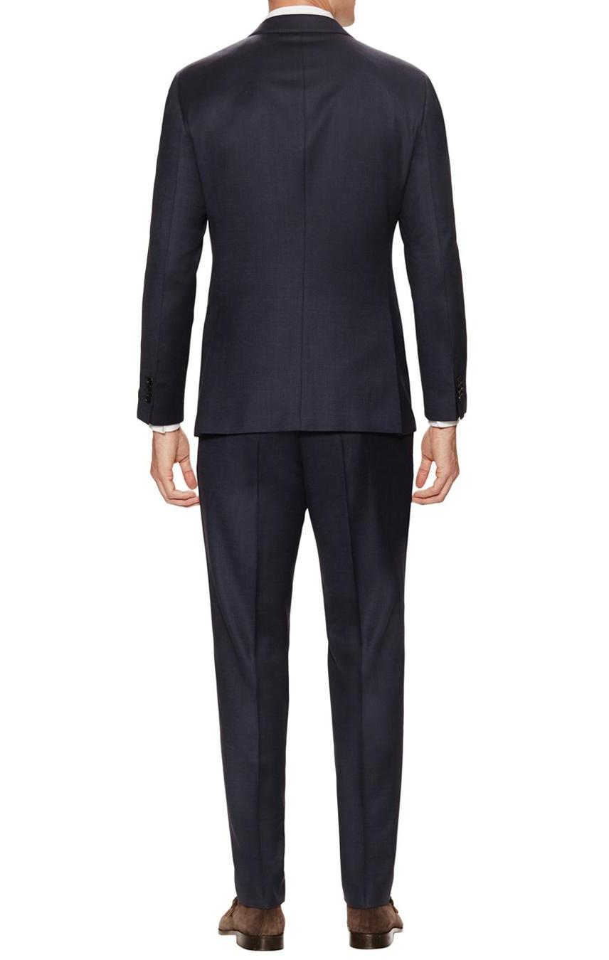 Mens Flat Front Pant 2-piece Blue Gray Birdseye Cotton