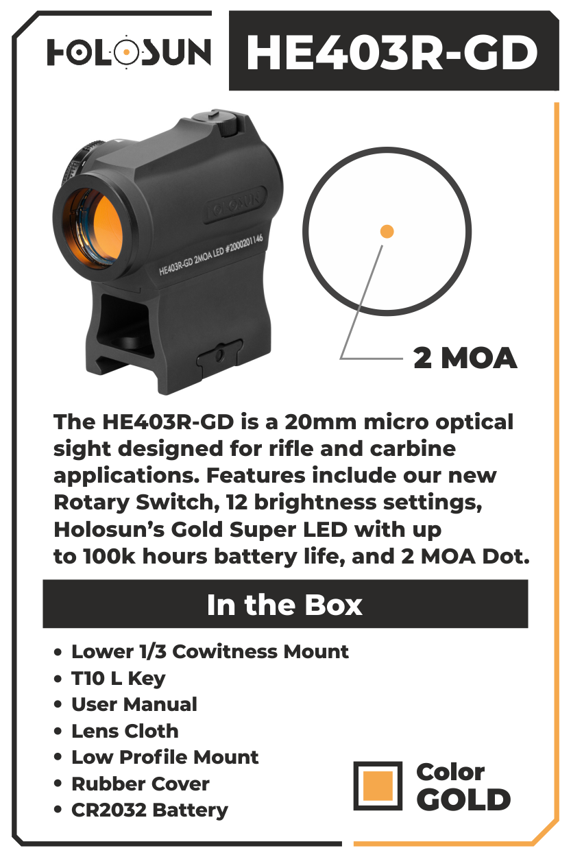 HOLOSUN Micro Gold Circle Dot/Rotary Switch HE403R-GD,Black with W4U LCP Extra CR2032 Battery and Towel Bundle