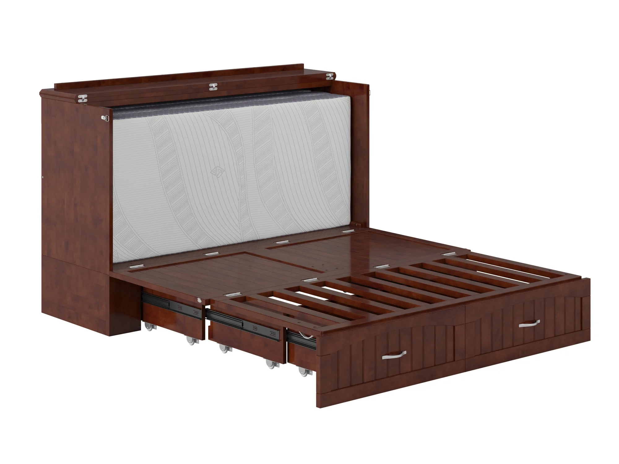 Southampton Murphy Bed Chest Queen Walnut with Charging Station