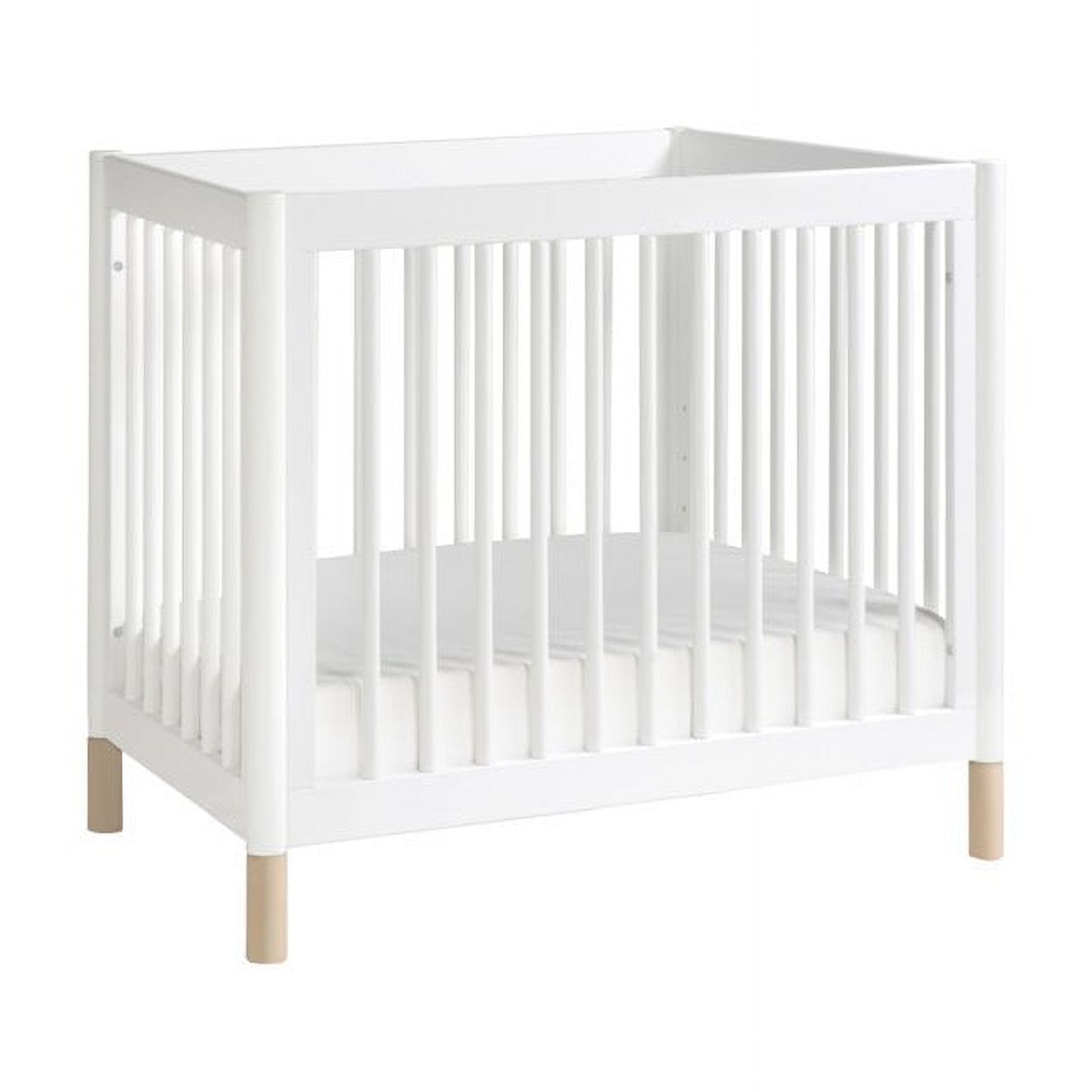 Babyletto Gelato 4 in 1 Convertible Mini Crib in White with Washed Natural Feet