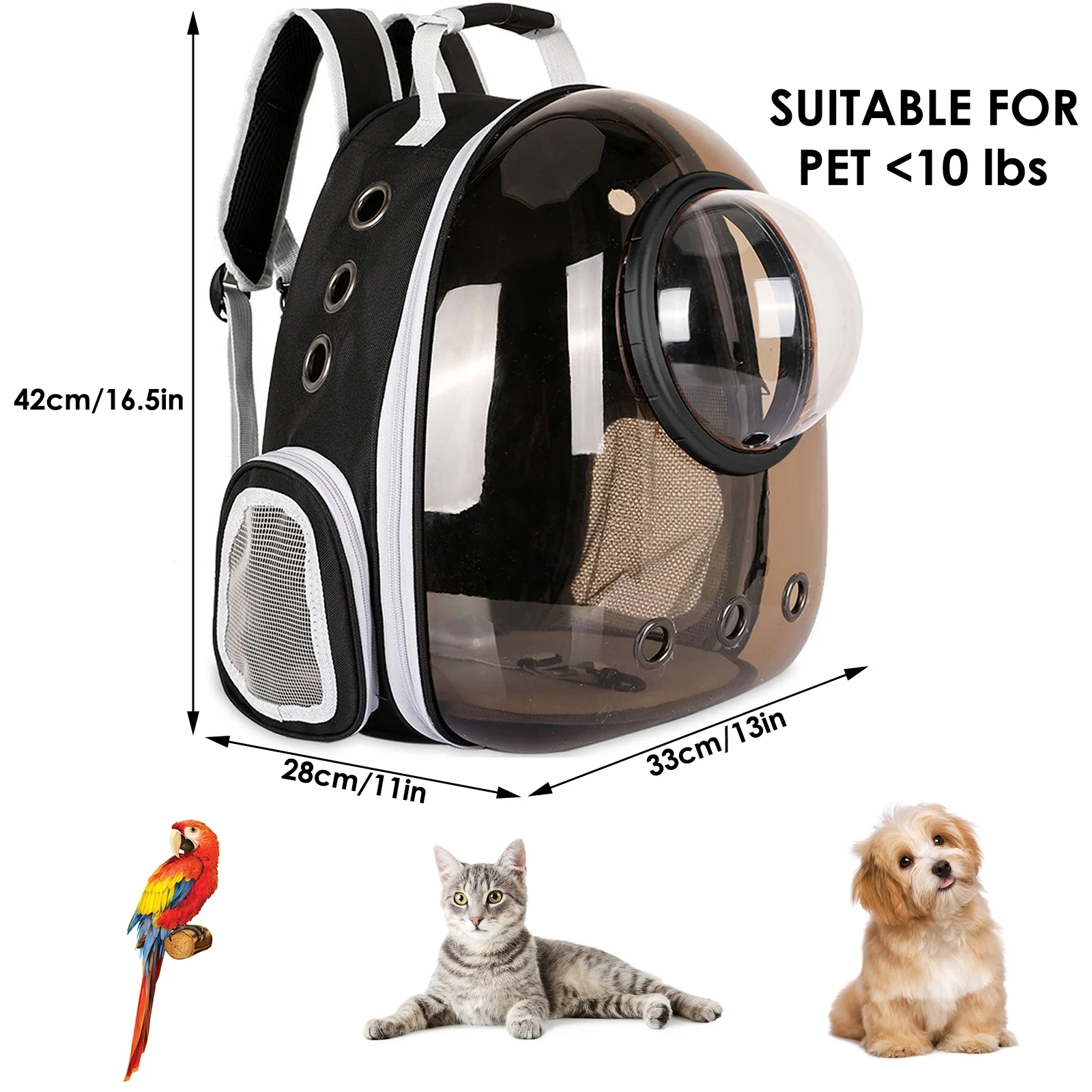 Cat Backpack, Space Capsule Pet Carrier Backpack Air Approved Cat Backpack Bag for Carrying Cat Hiking Travel Outdoor - Black